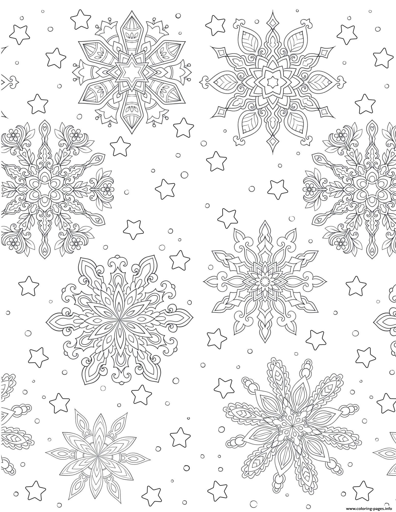 Christmas For Adults Snowflakes Background coloring