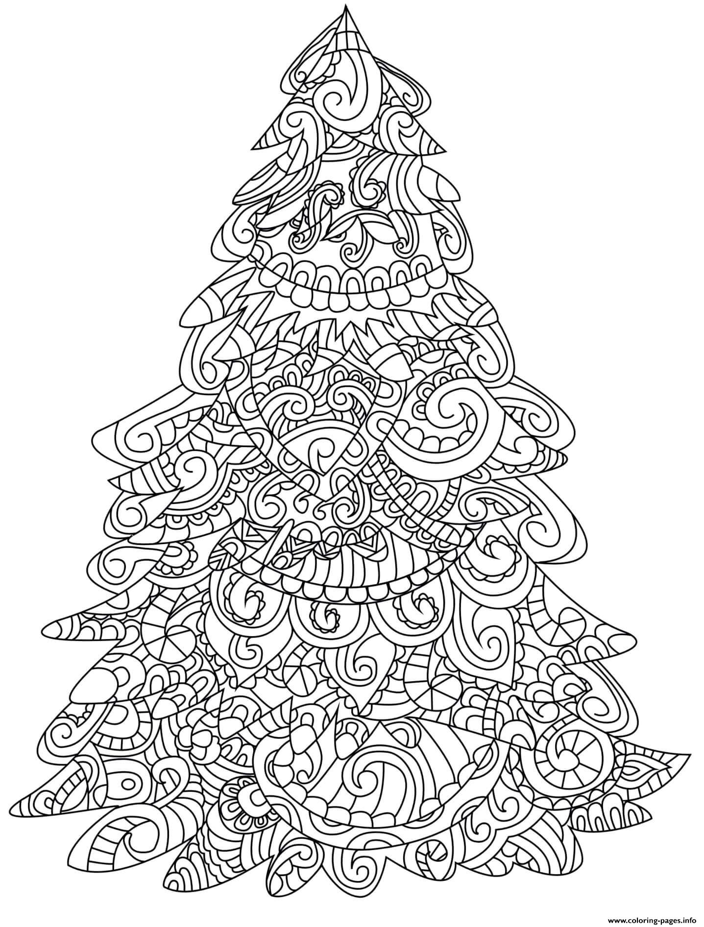 Christmas For Adults Patterned Tree coloring