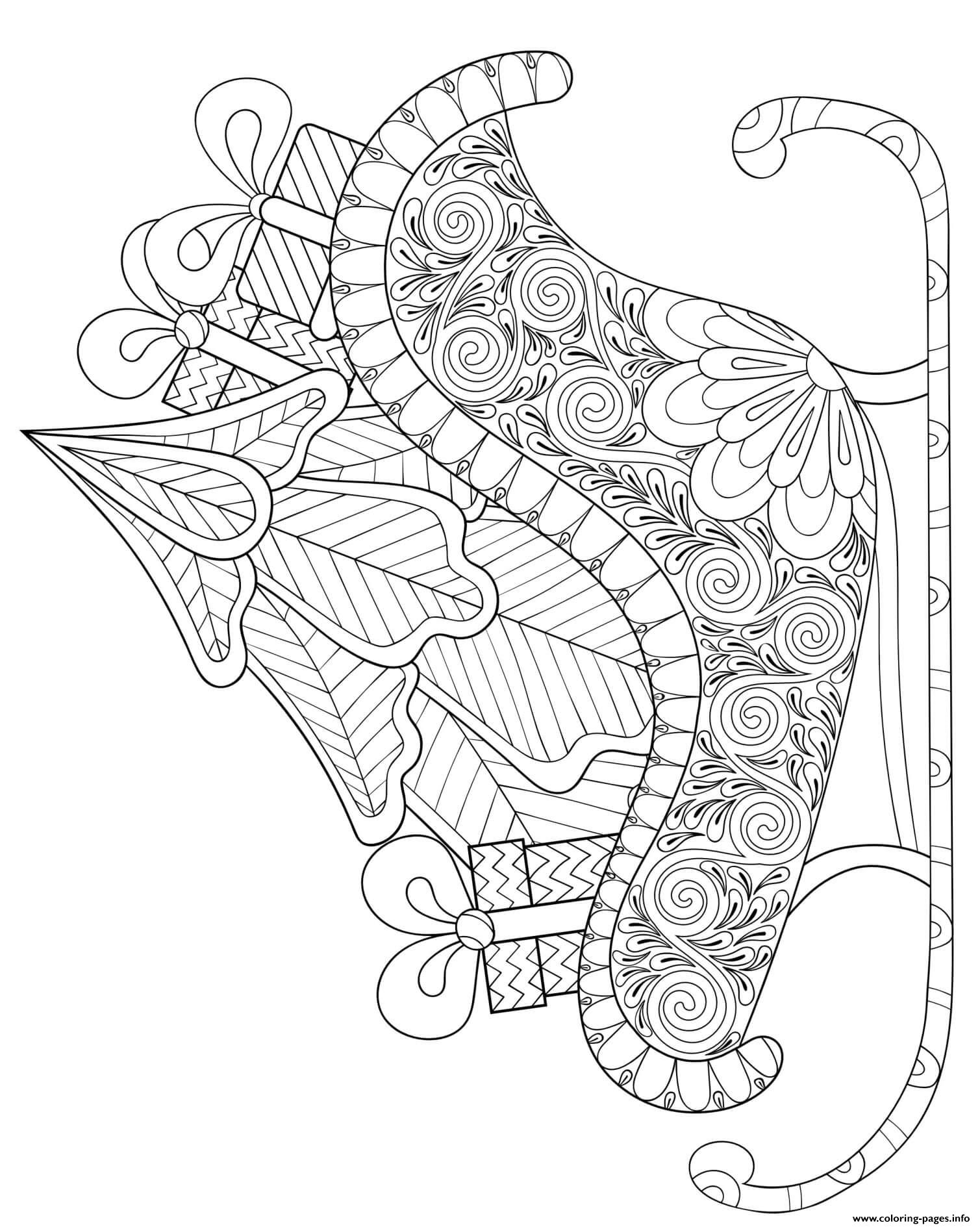Christmas For Adults Sleigh Tree Gifts coloring