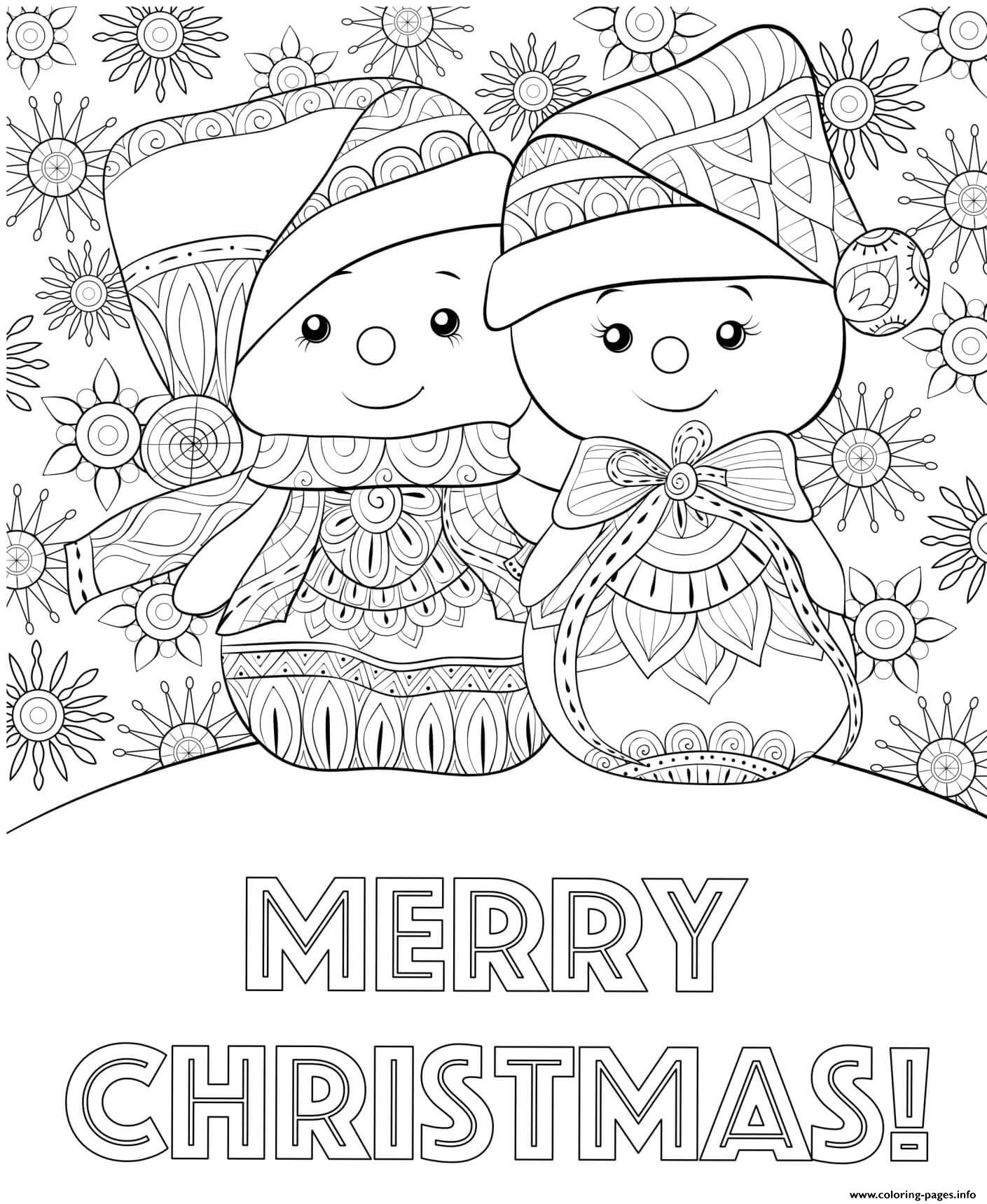 Christmas For Adults Snowmen Patterned Merry coloring
