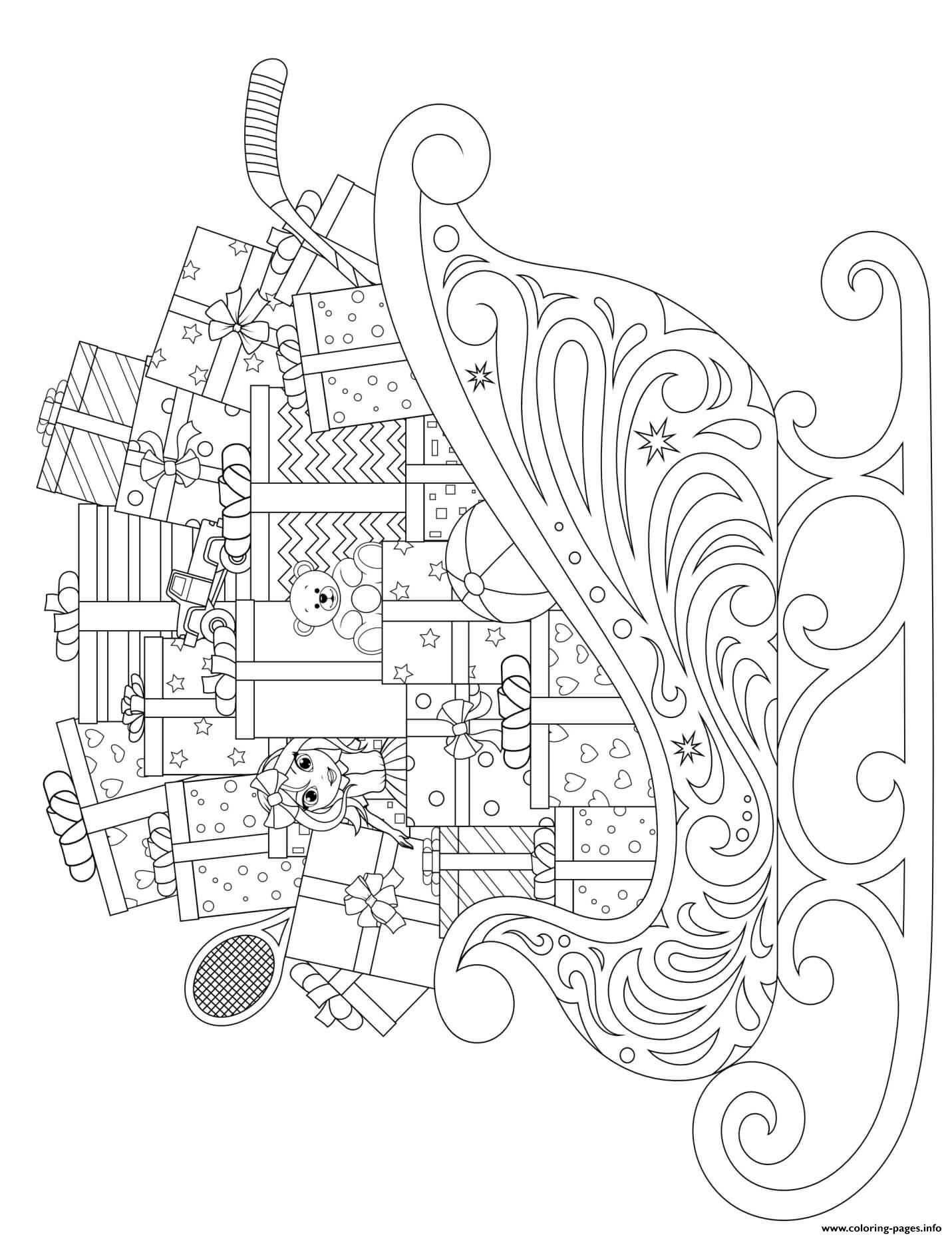 Christmas For Adults Sleigh Laden With Toys coloring pages