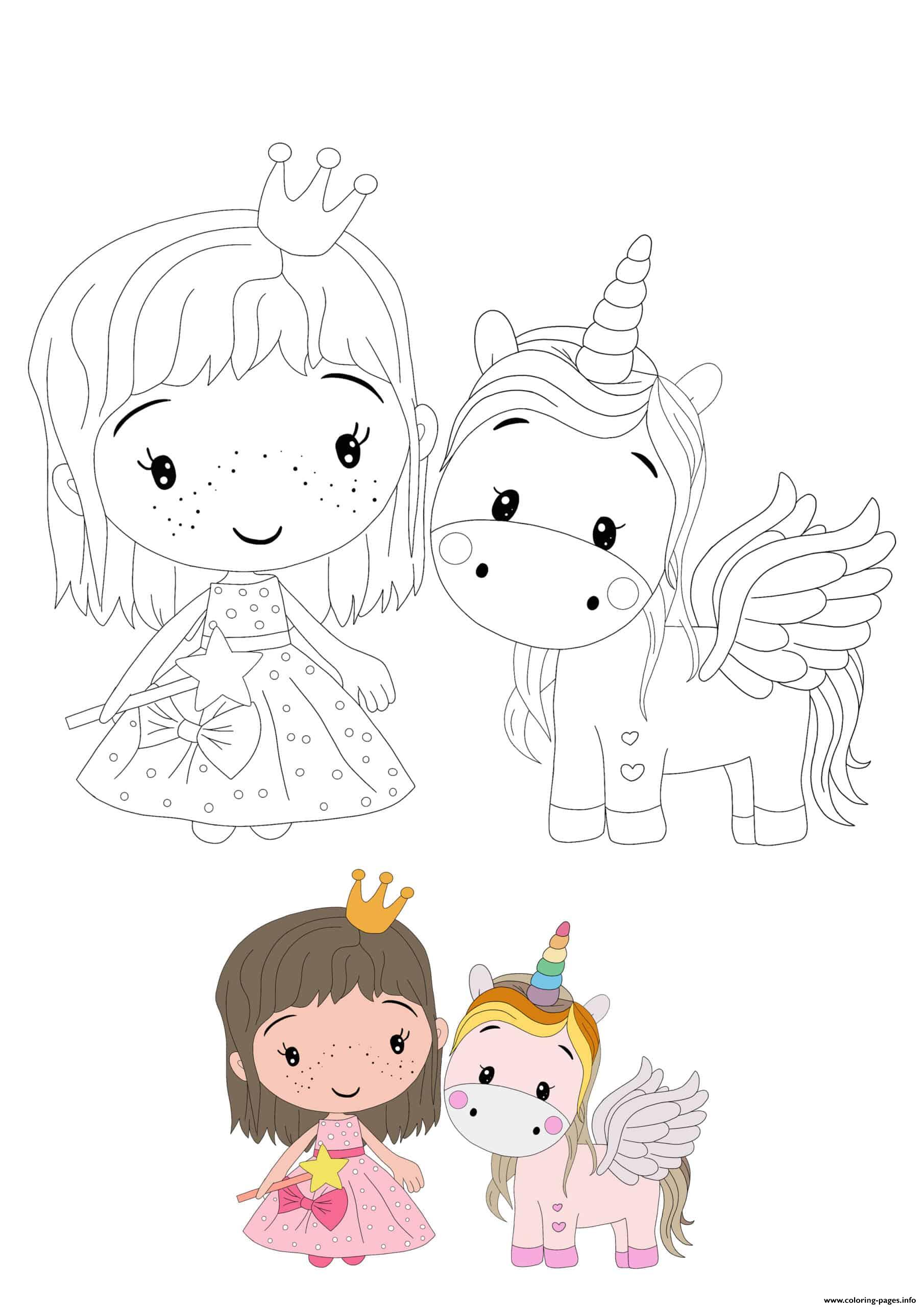 Princess And Unicorn Coloring Pages Printable