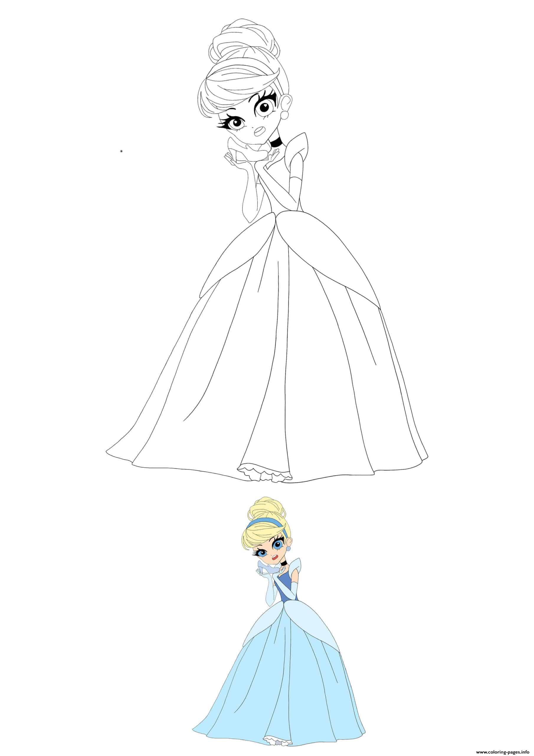 coloring princess disney cinderella anime printable