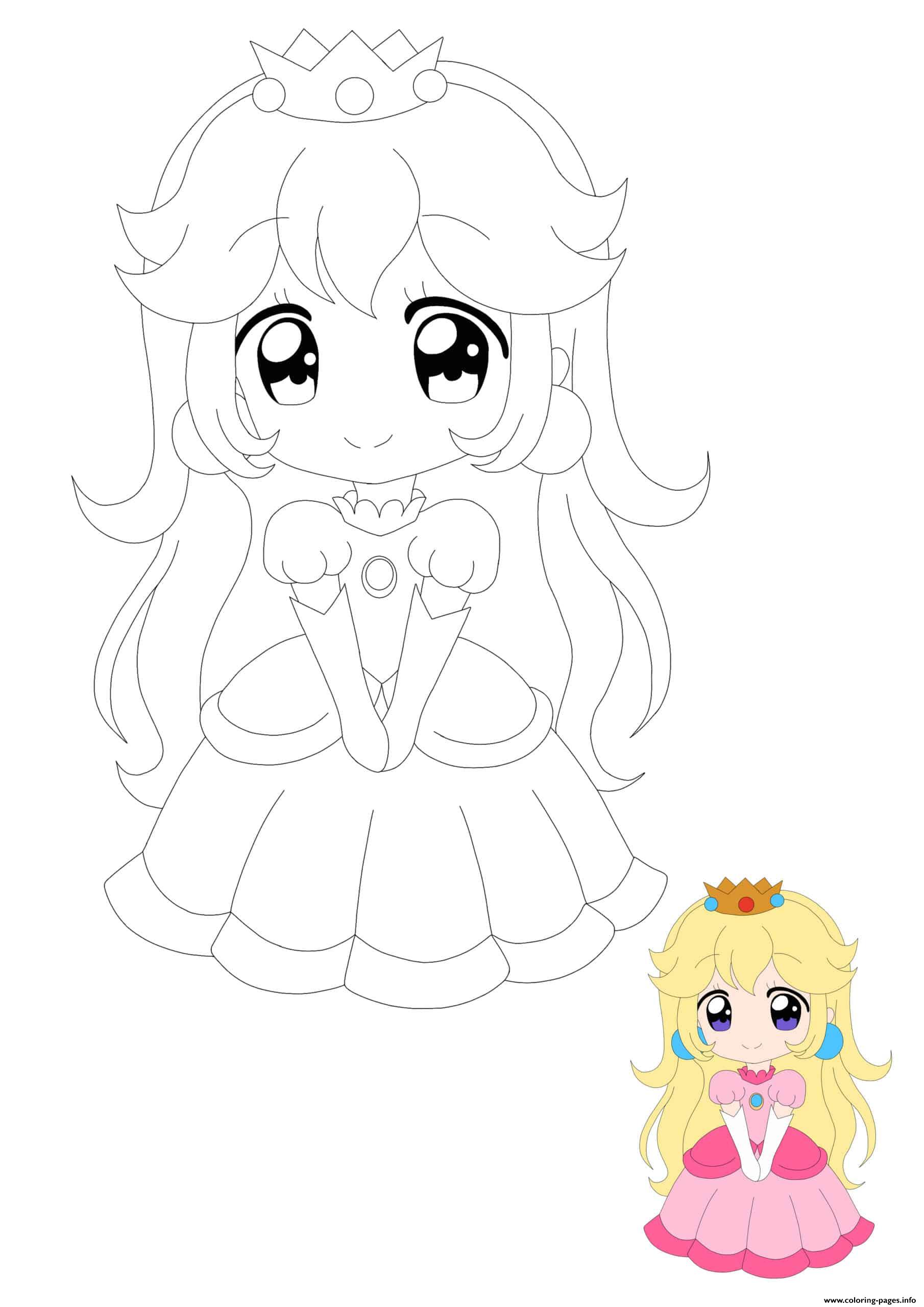 Princess Peach Anime Coloring page Printable