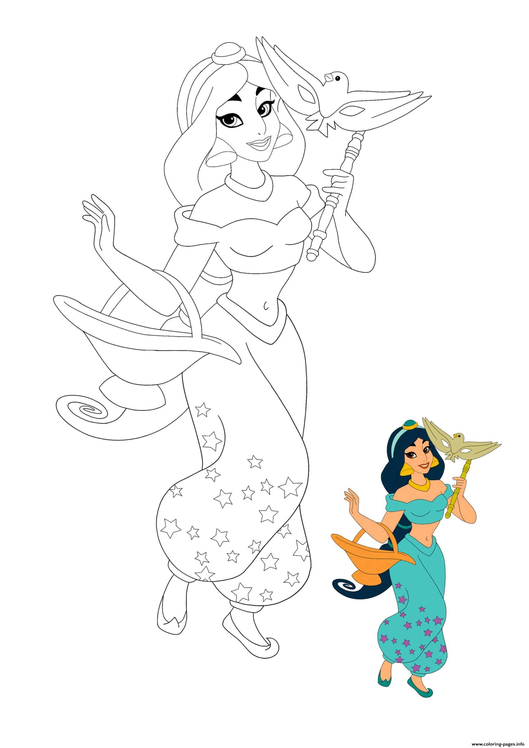 jasmine coloring princess cute printable
