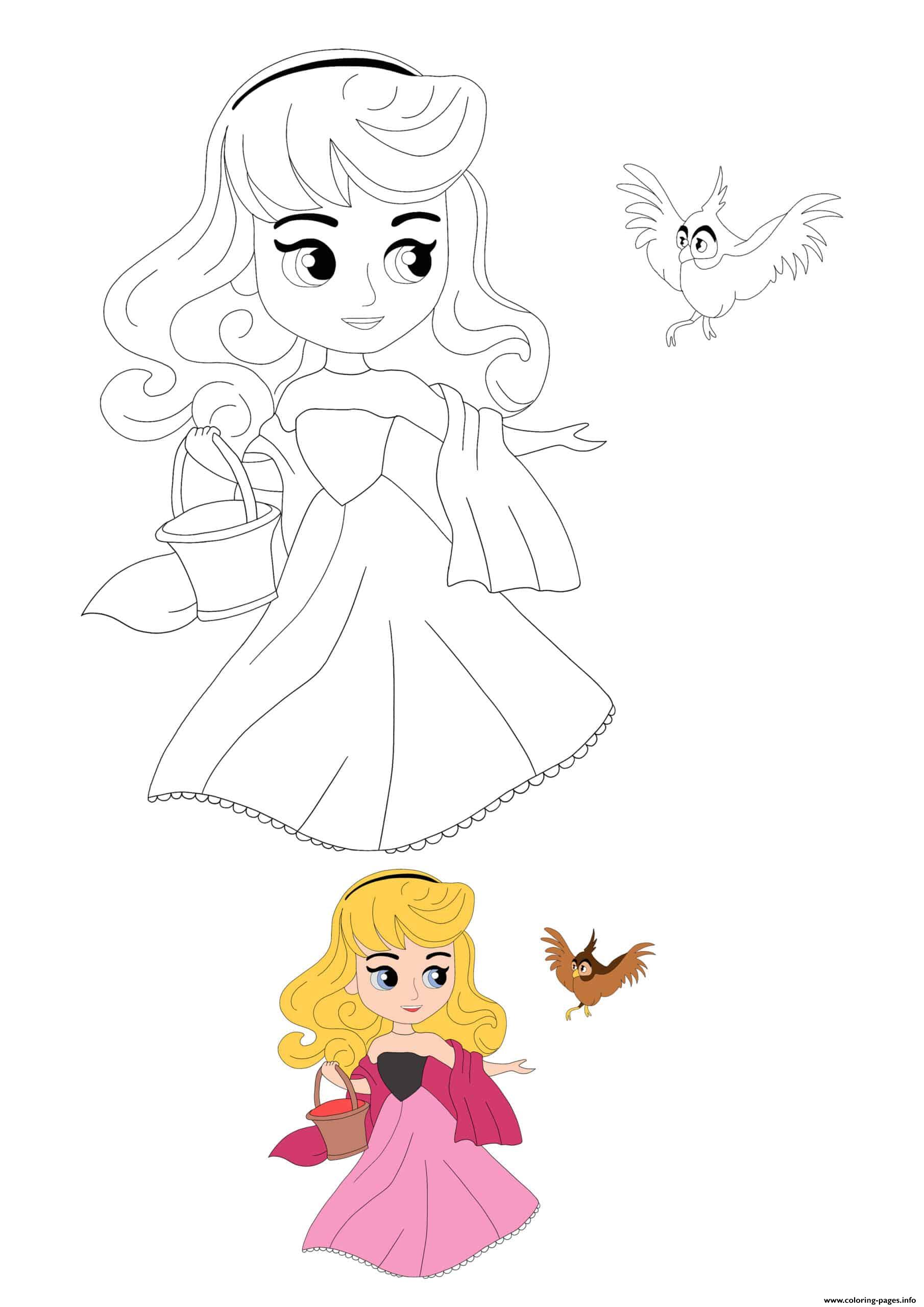 Disney Princess Aurora With Bird coloring