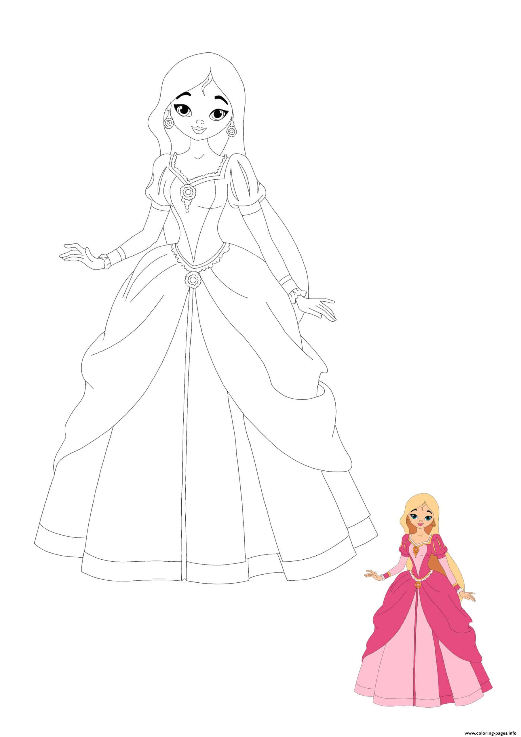 princess barbie princess cute coloring pages for girls