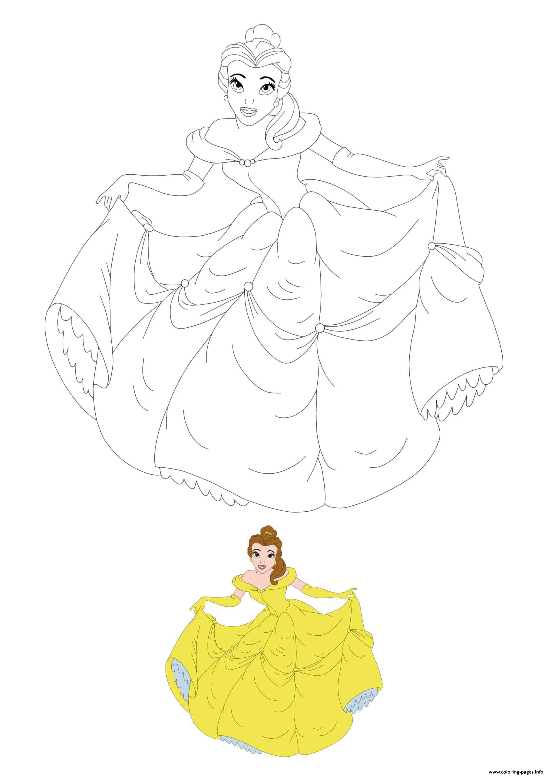 Astonishing Princess Belle Coloring Page Beautiful Creative Pencil