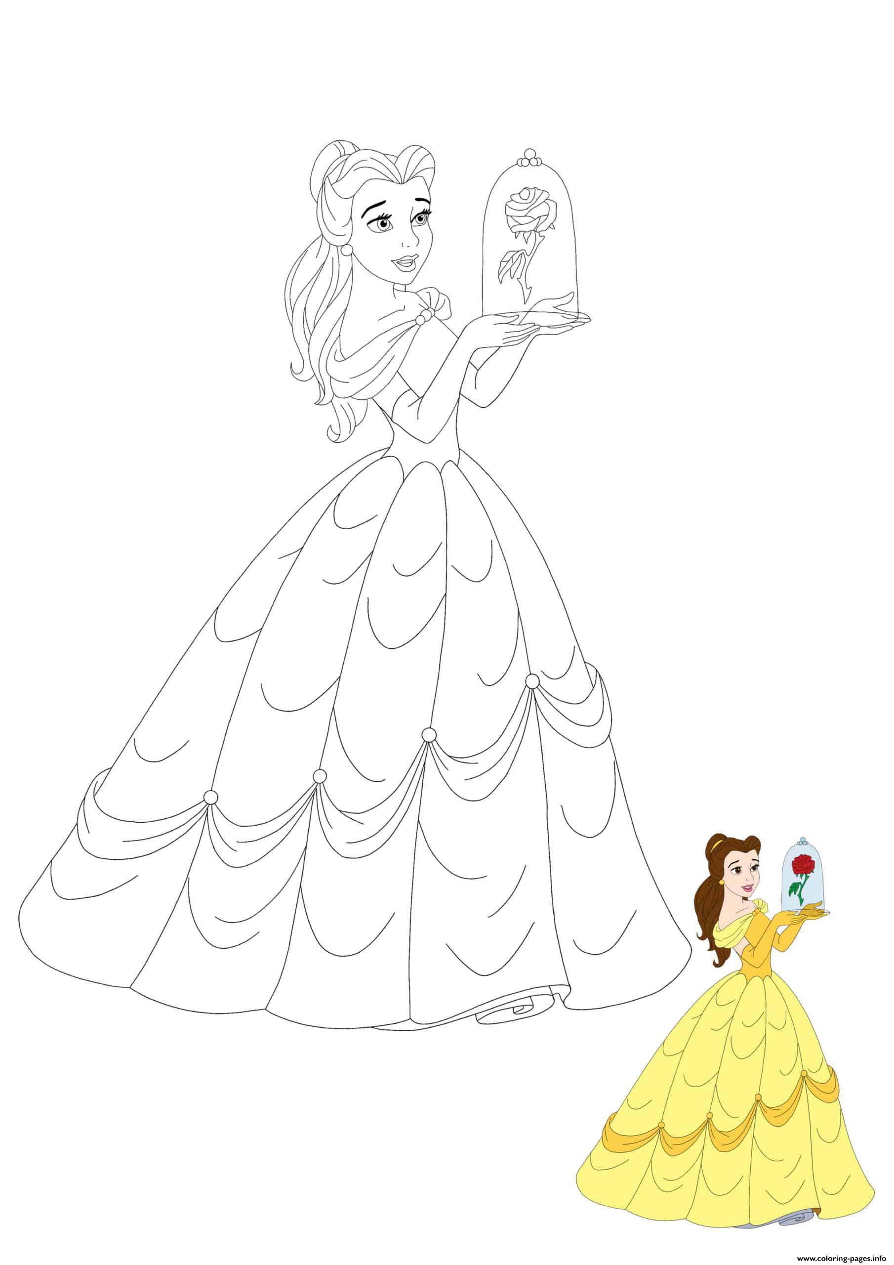 Princess Belle With Rose coloring