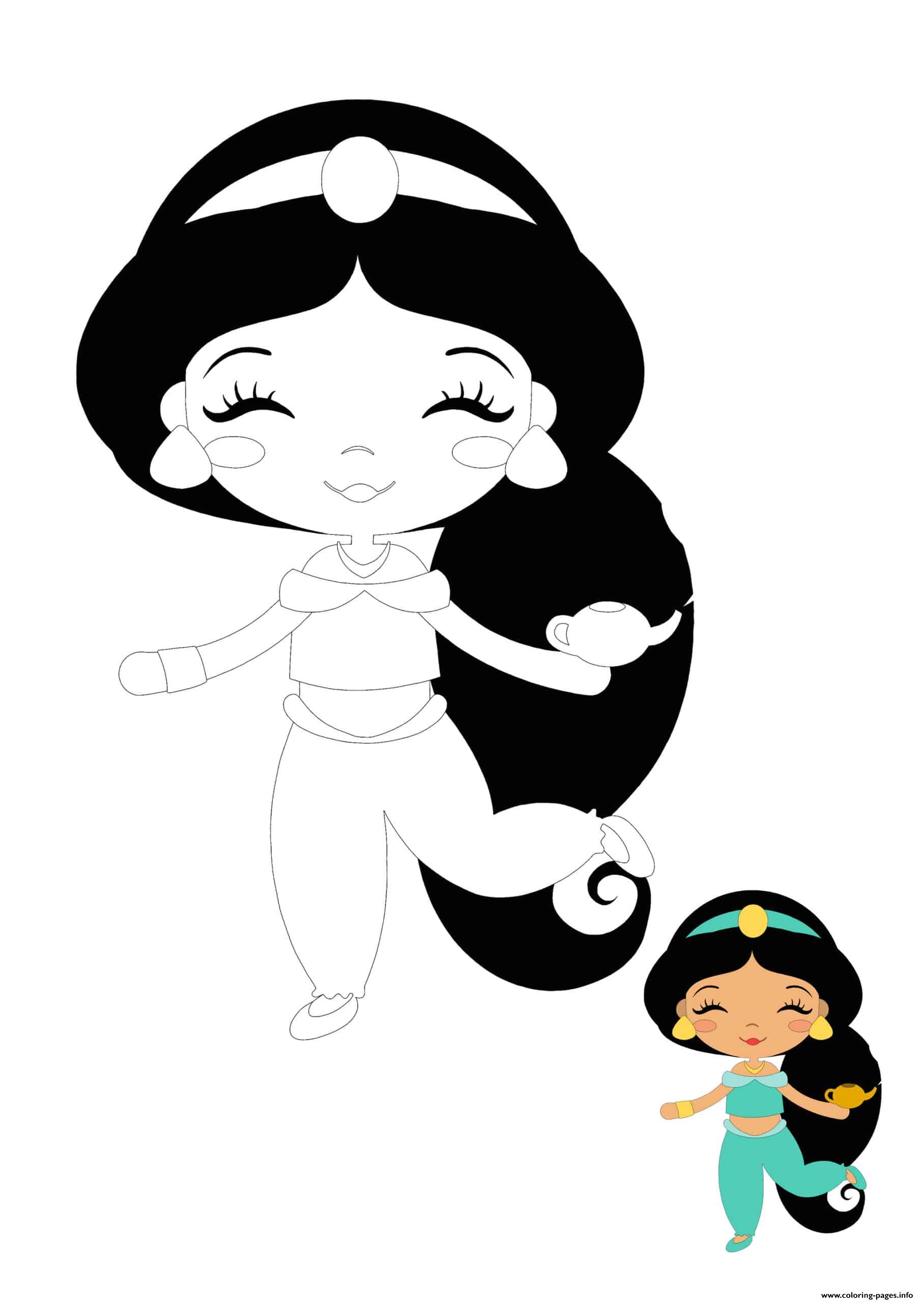 Baby Disney Princess Jasmine Coloring page Printable