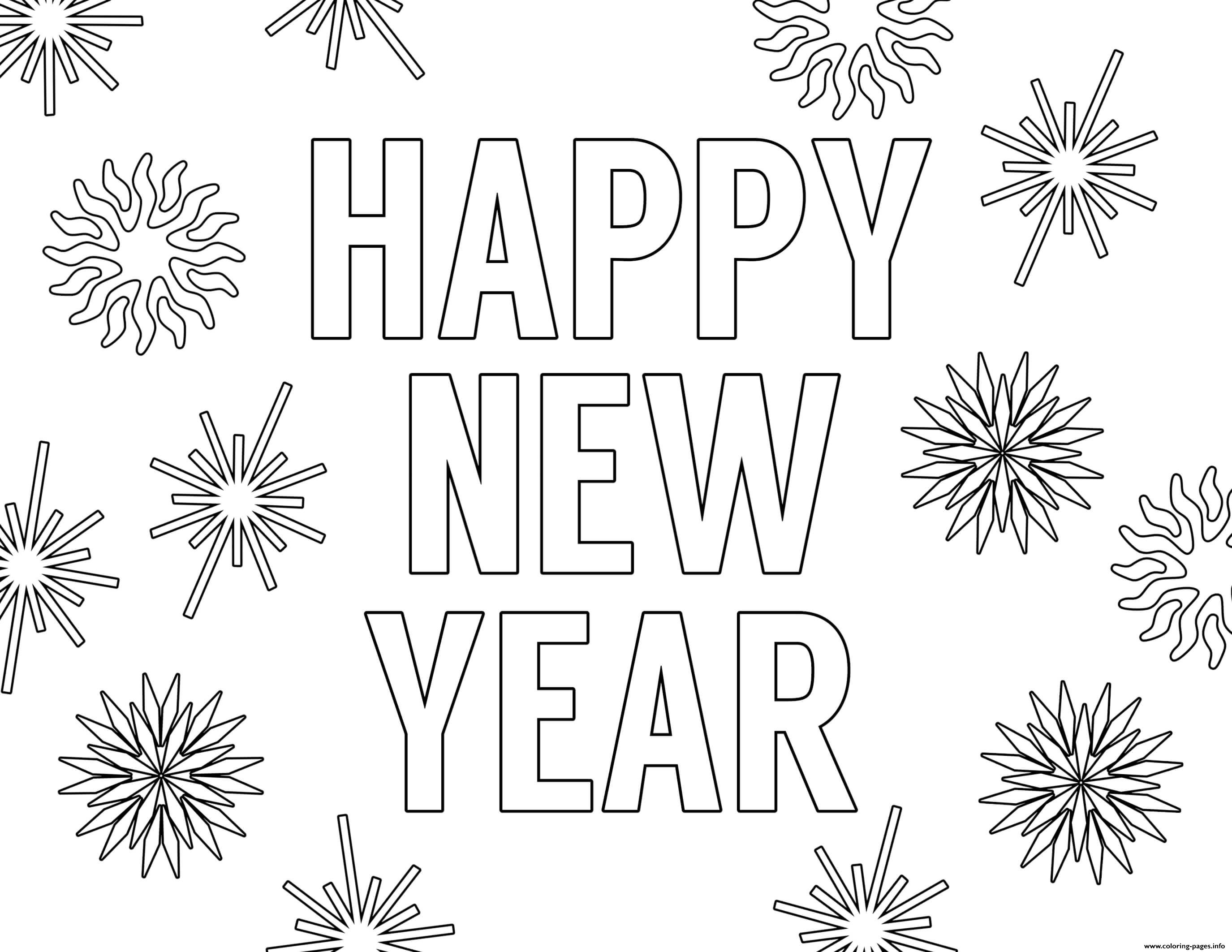 Happy New Year Love And Health Coloring Page Printable