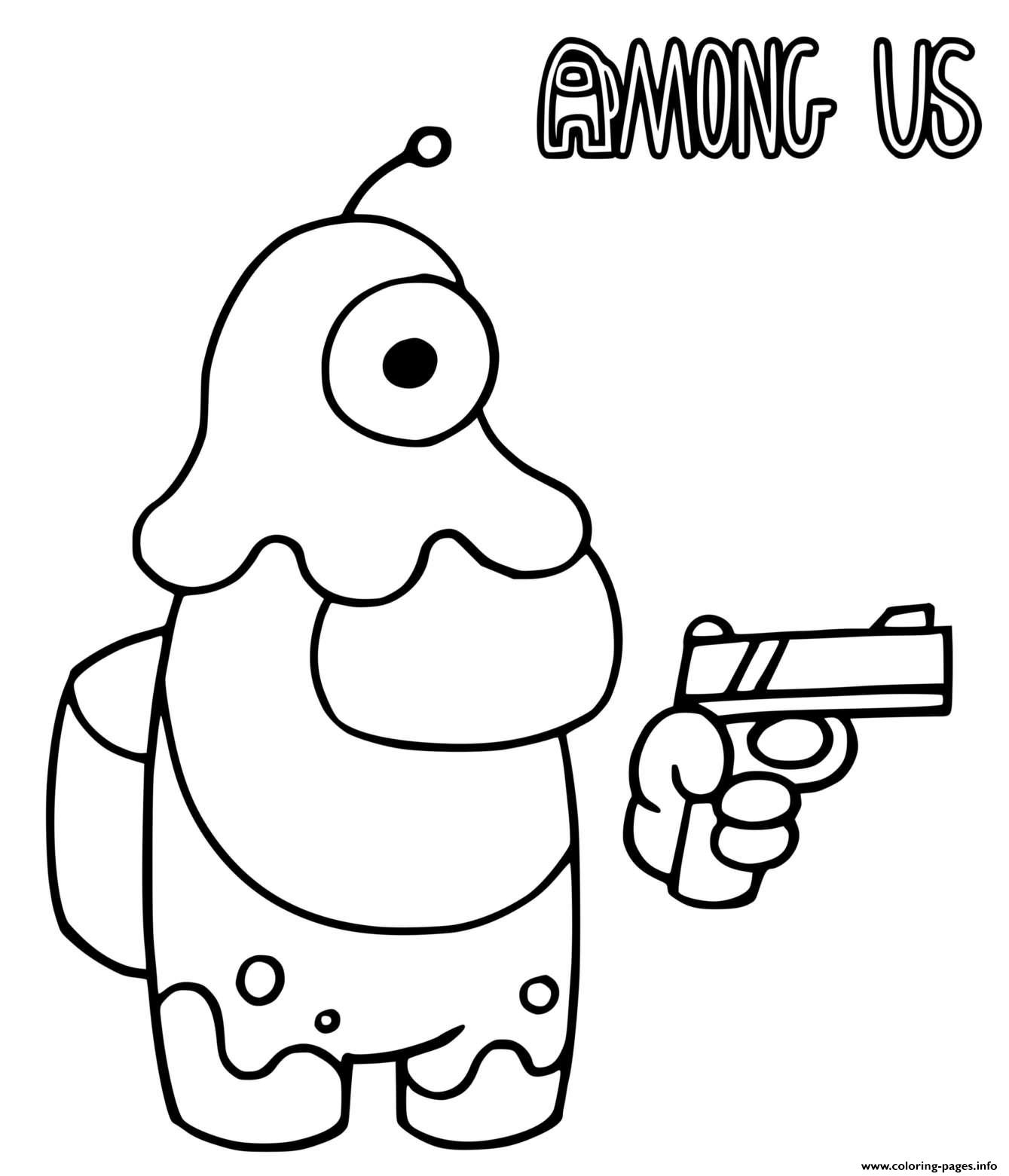 a traitor among us with a gun coloring pages printable