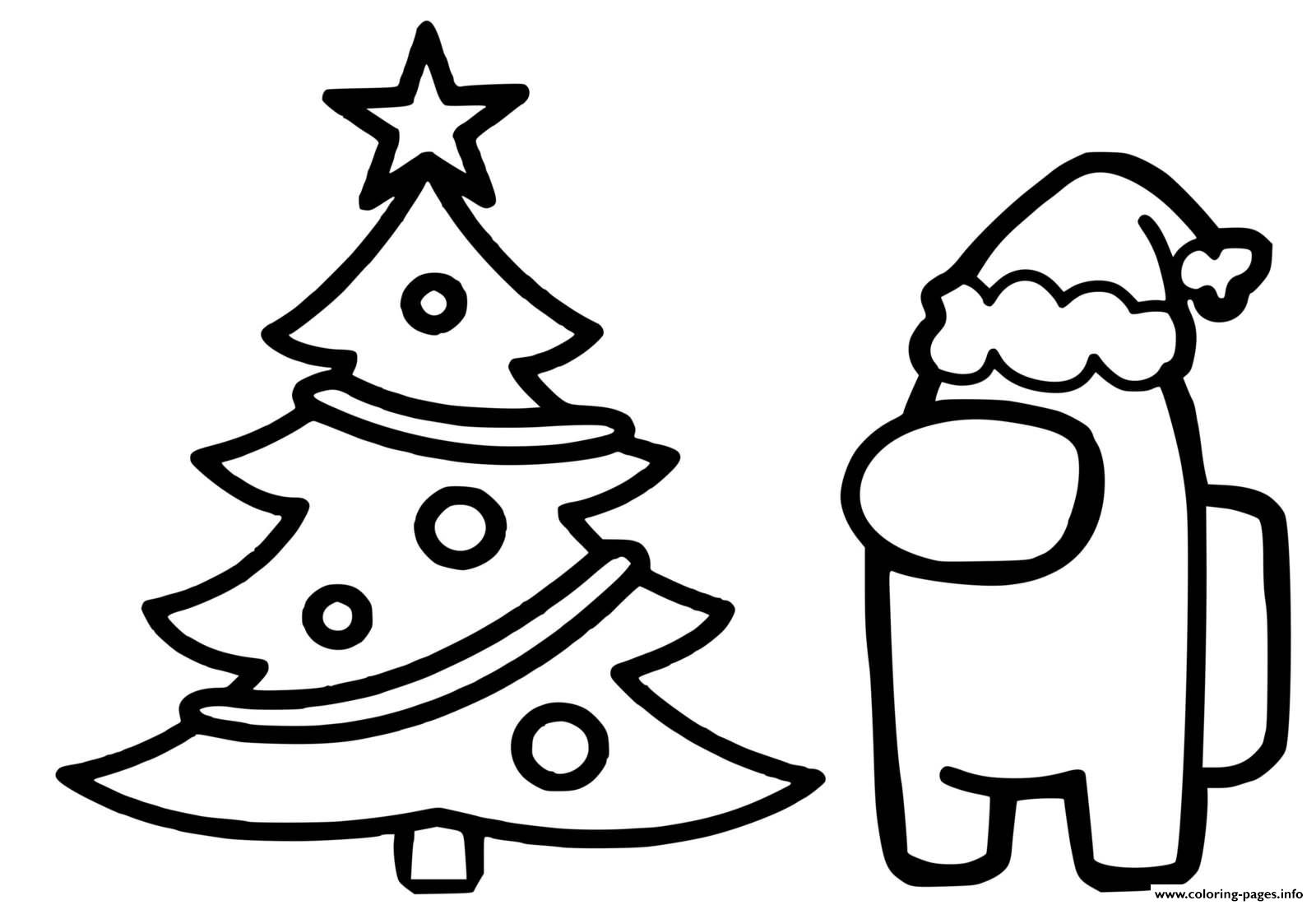 Christmas Tree Among Us Coloring Page Printable