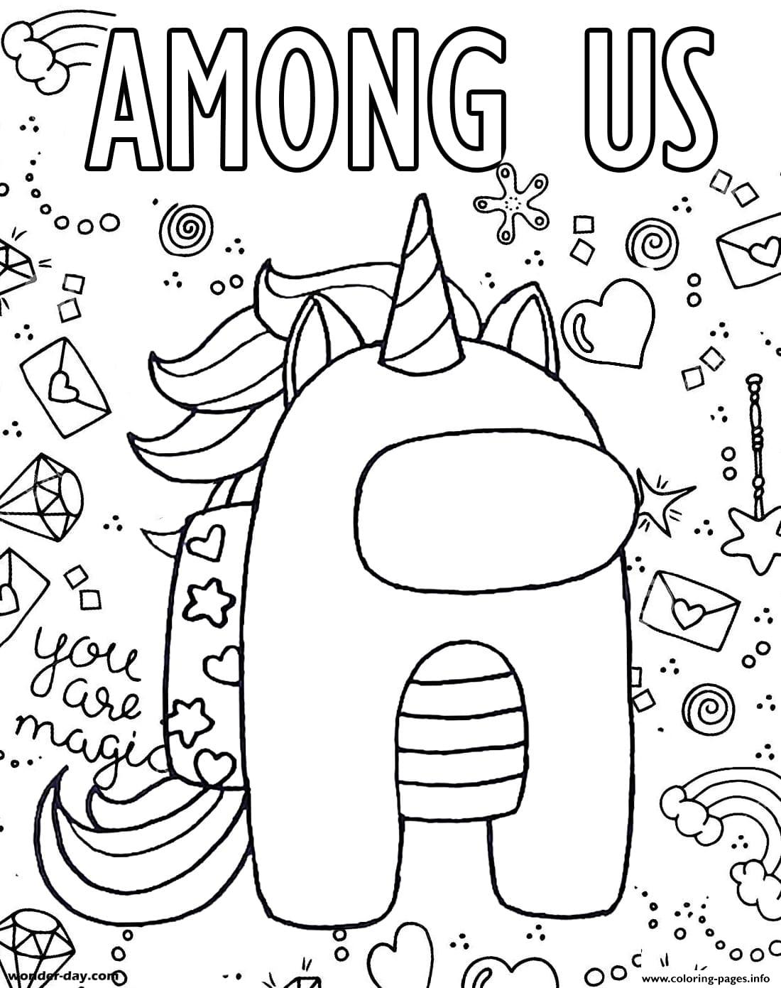 Unicorn Among Us Coloring page Printable