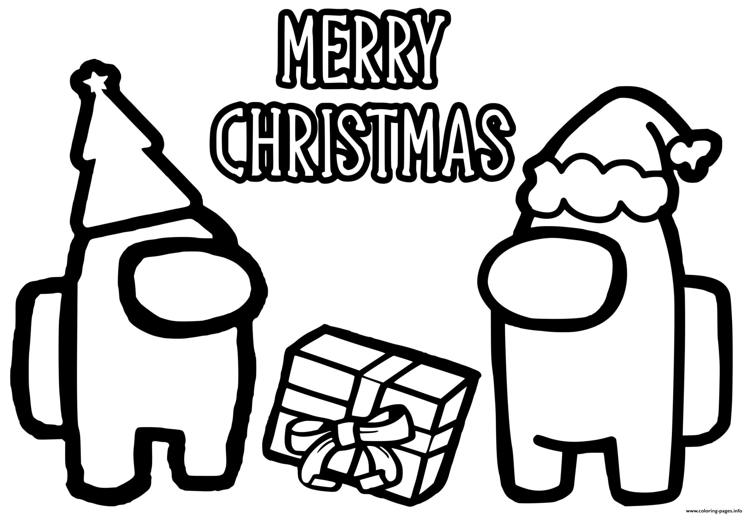 Chrostmas Gifts Amongus Coloring Page Printable