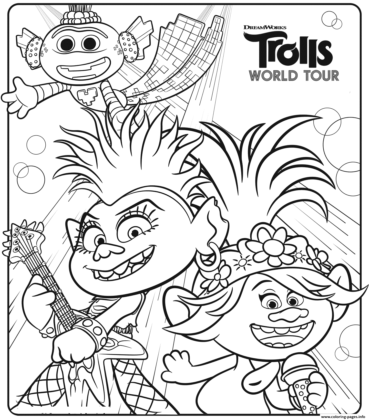 Free Printable Trolls World Tour Coloring Pages