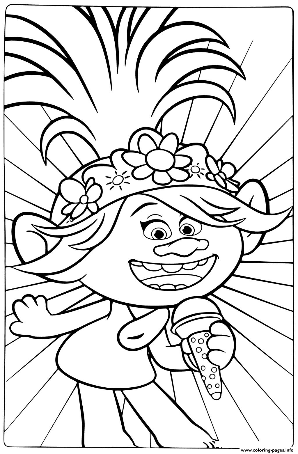 Trolls World Tour Singing Music Coloring Pages Printable