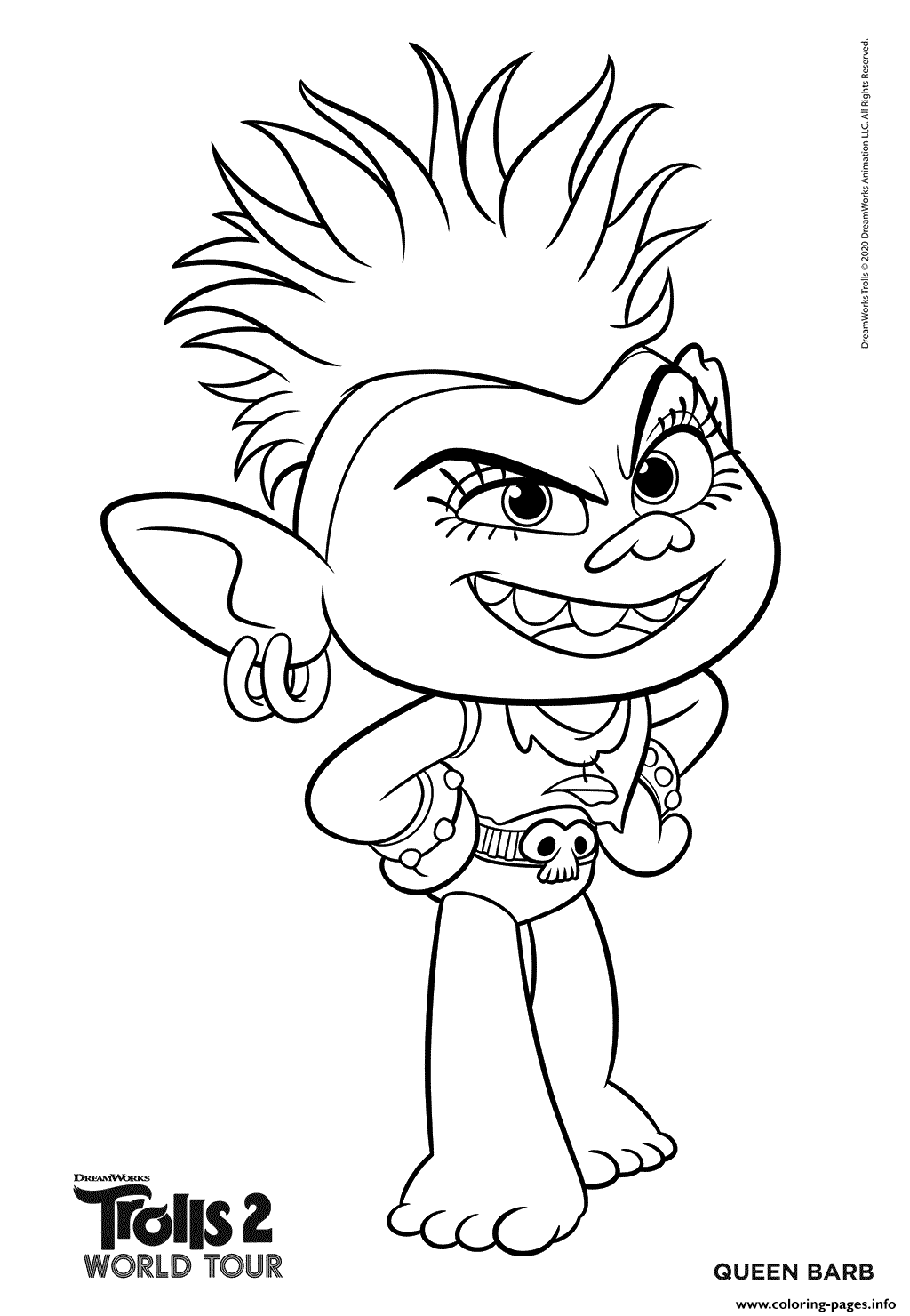 Trolls 2 Queen Barb Coloring Pages Printable
