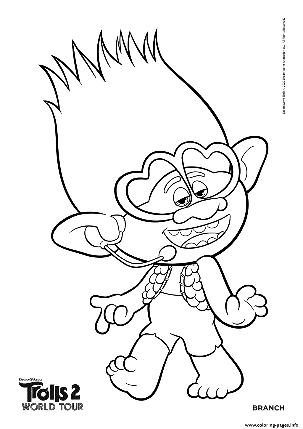 Trolls 2 Branch World Tour Coloring Page Printable - Reverasite