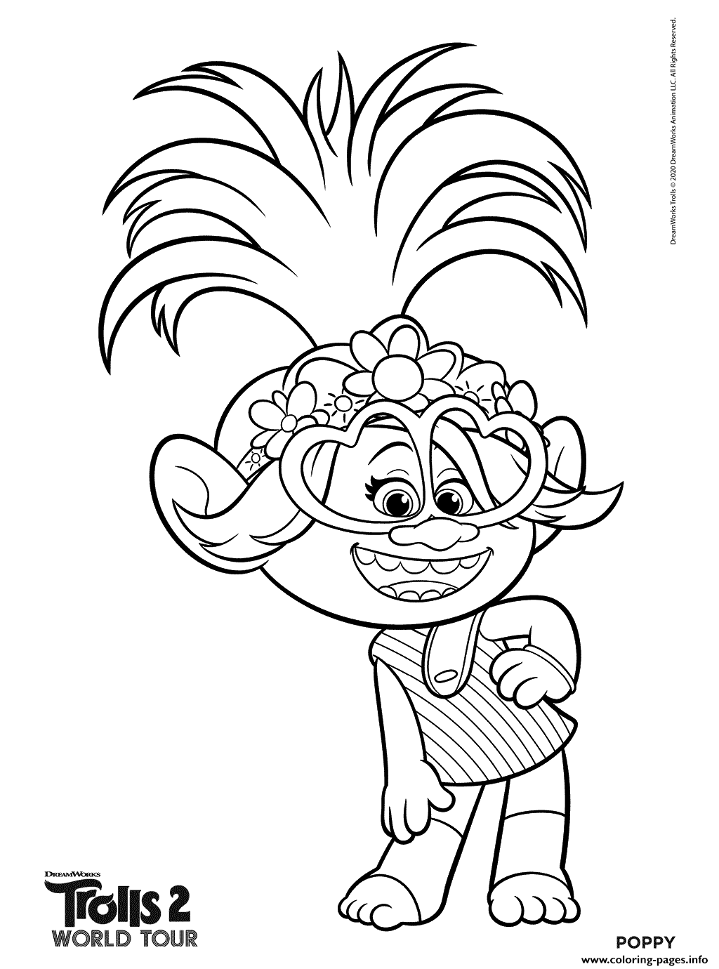 Trolls 2 Queen Poppy Coloring Page Printable