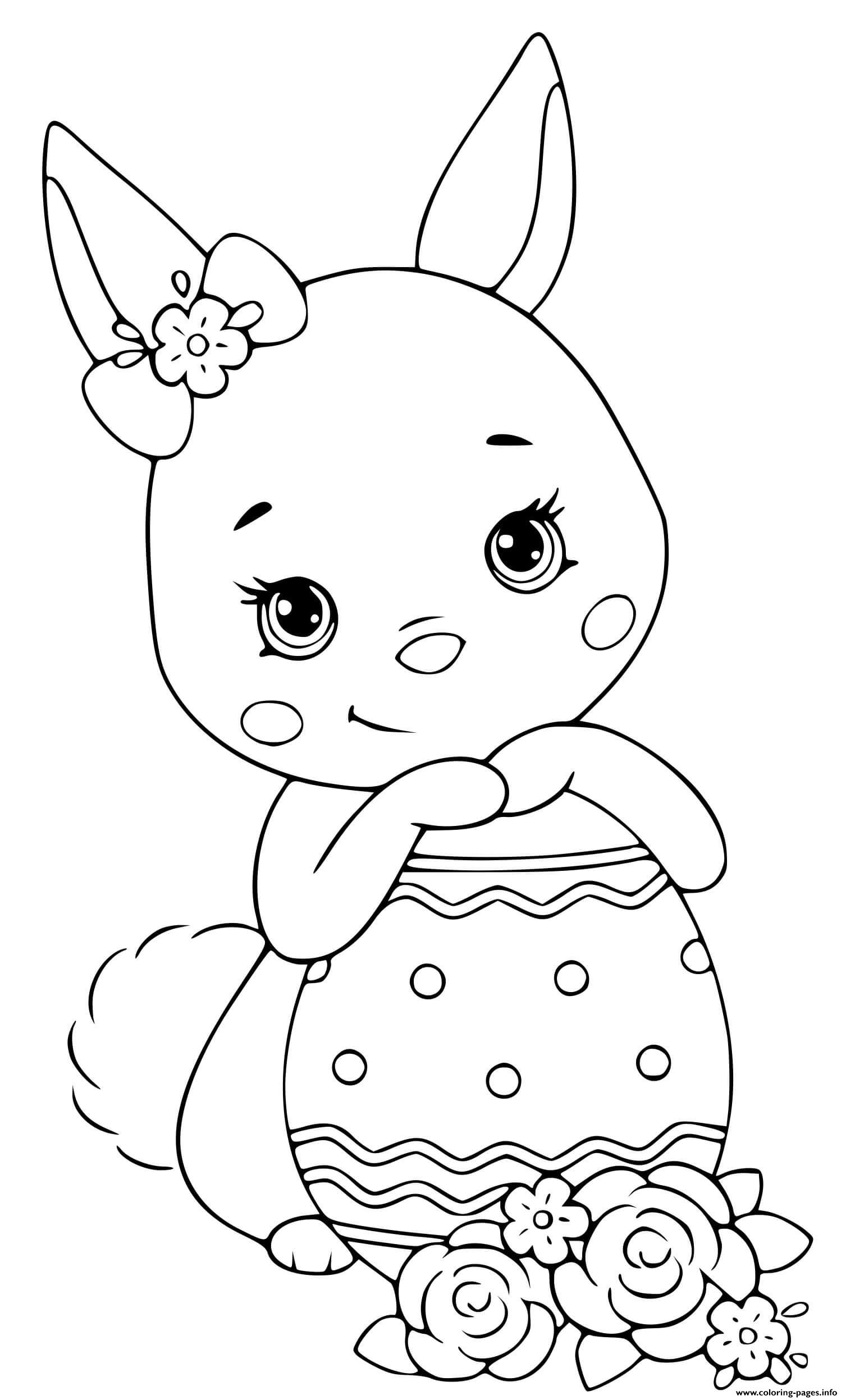 Easter Bunny With Egg Coloring Pages Printable