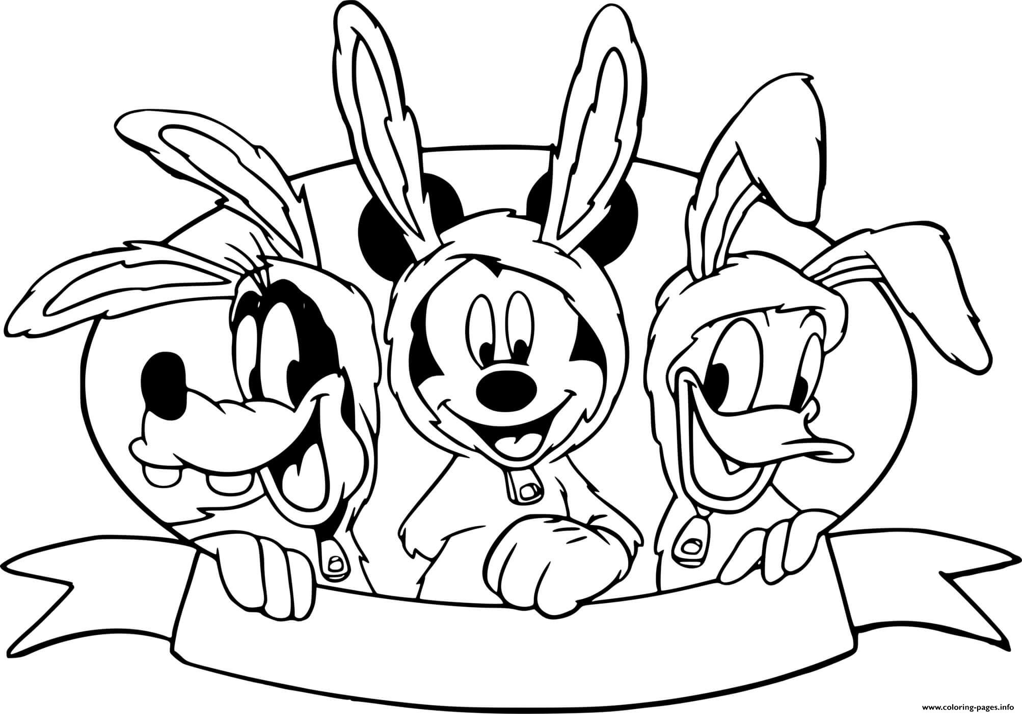 Disney Mickey Dingo Donald Duck Easter coloring