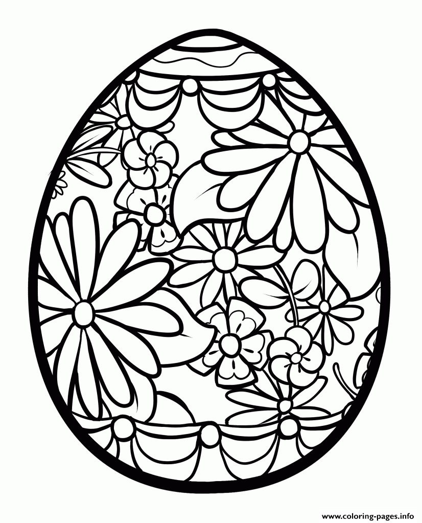 Nice Flowers Egg For Easter coloring