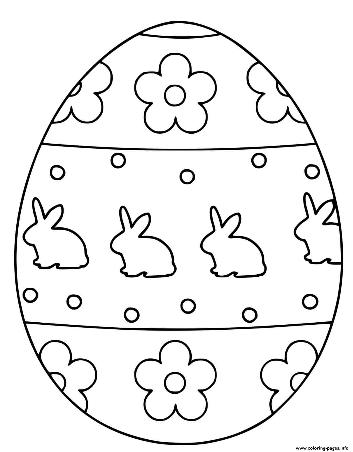 Easter Egg Template Rabbit Flower coloring