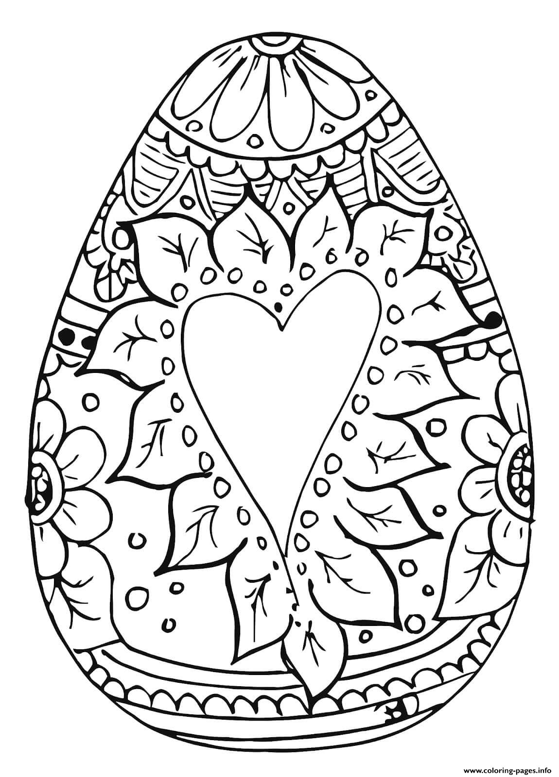 Easter Egg With Heart For Adult coloring