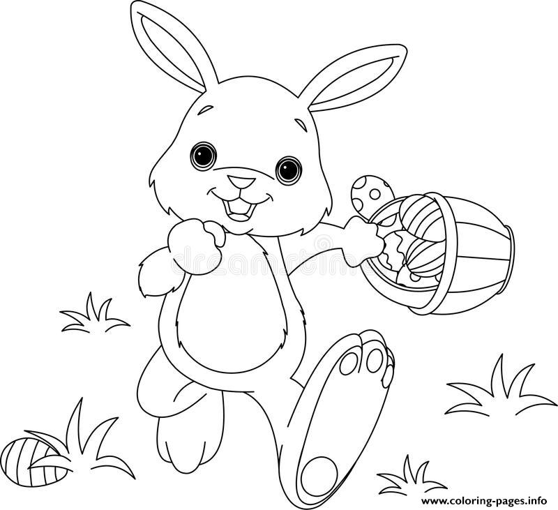 Rabbit Smile Running With Eggs coloring
