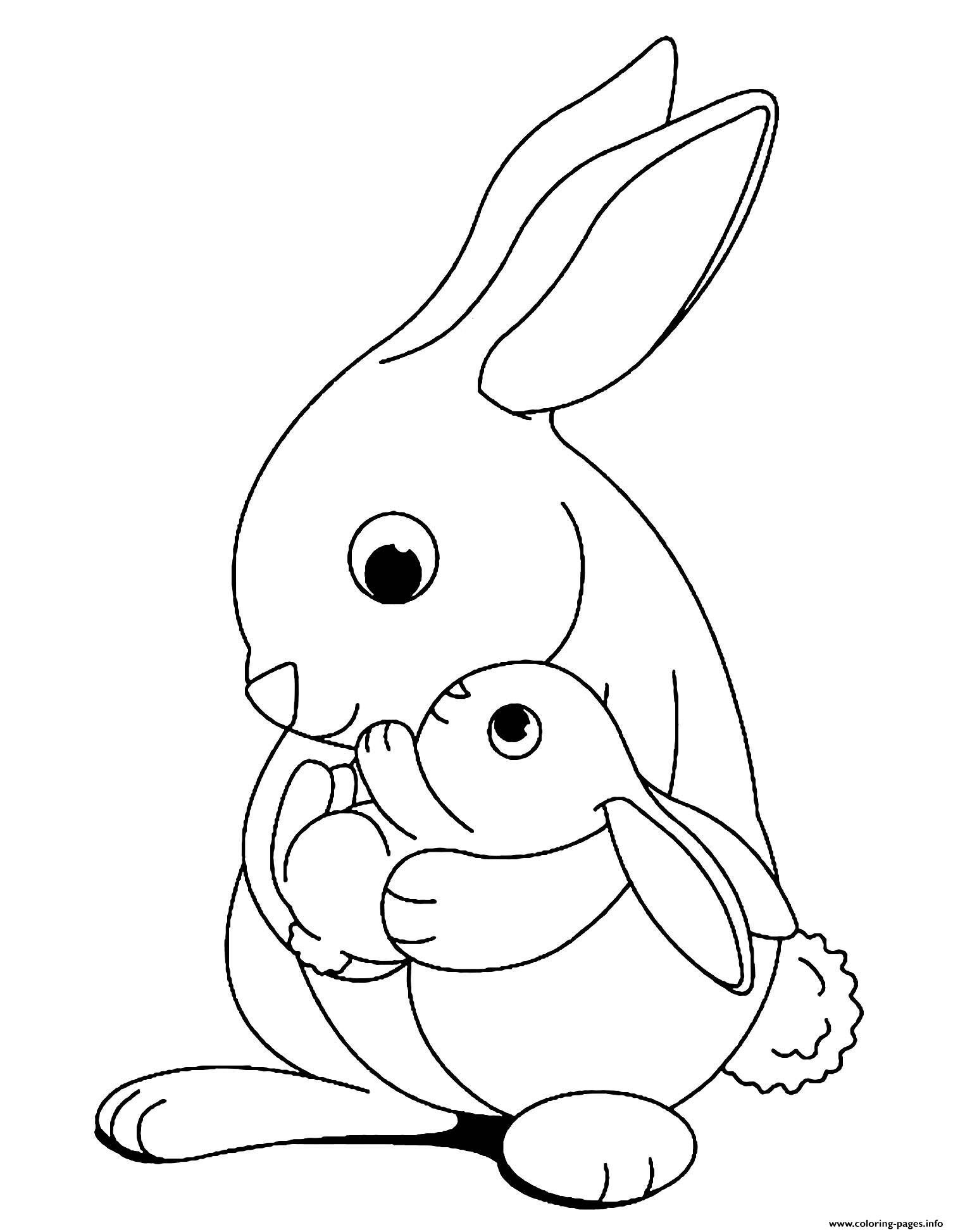 Children Rabbit With Mom coloring