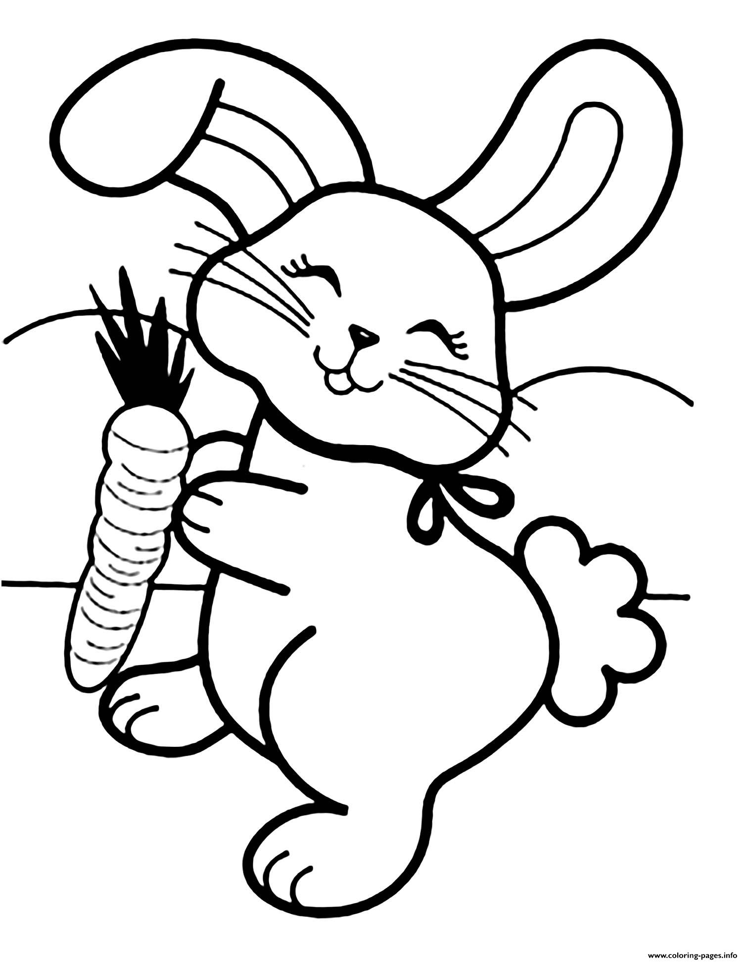 Funny Rabbit With Carrot Coloring Pages Printable
