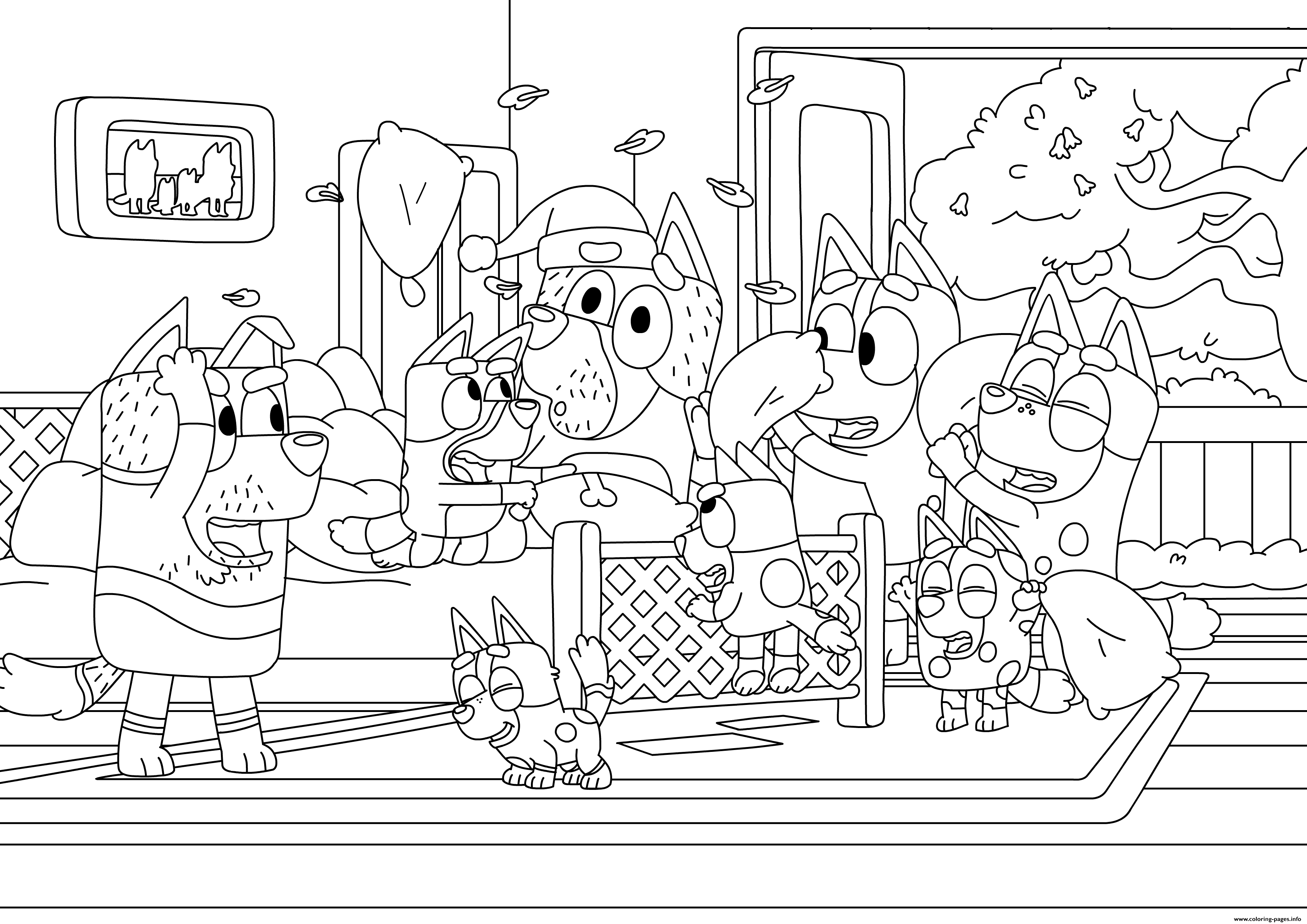 Bluey Pillow Fight Coloring Pages Printable