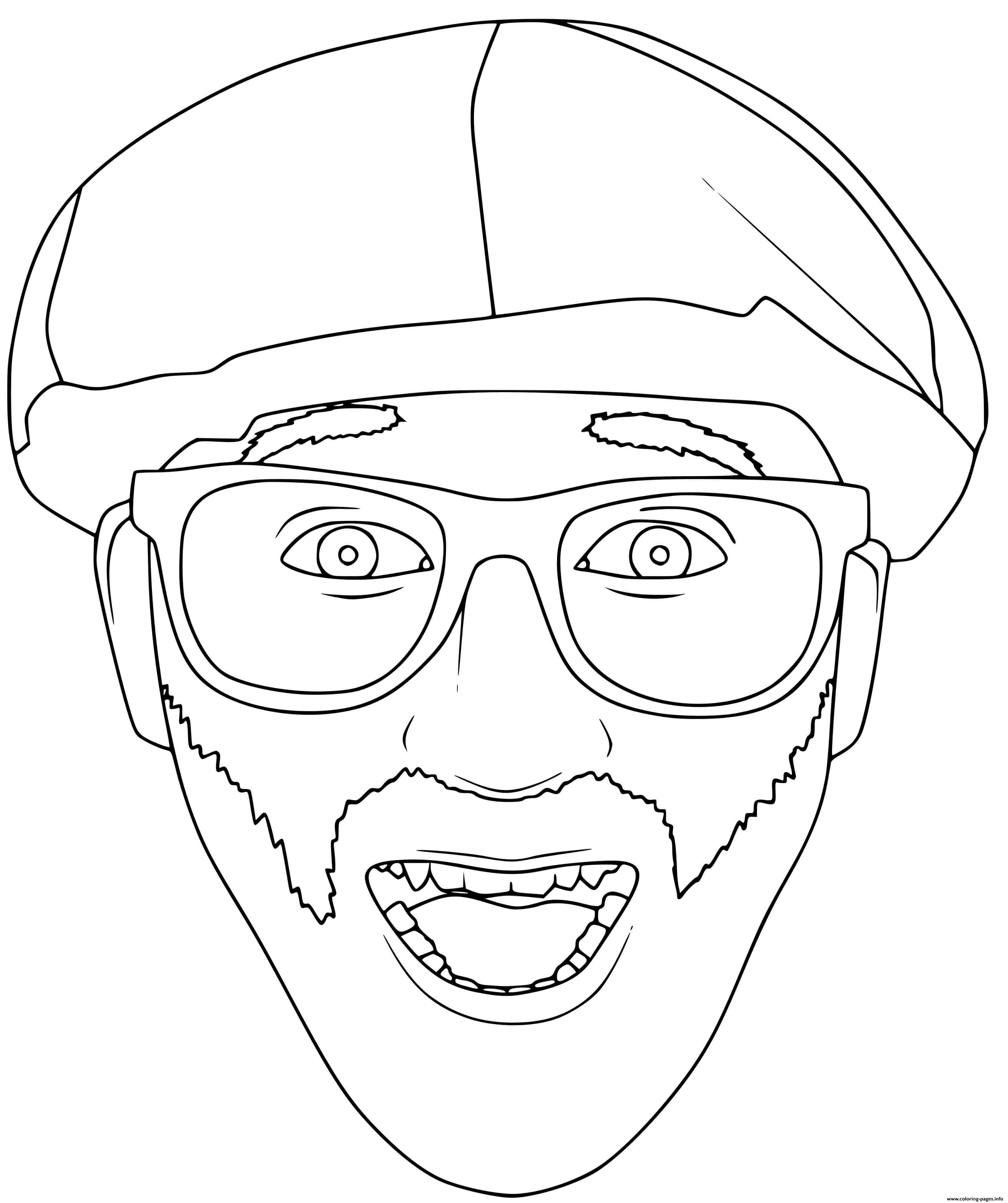 Blippi Glasses And Orange Hat Coloring page Printable