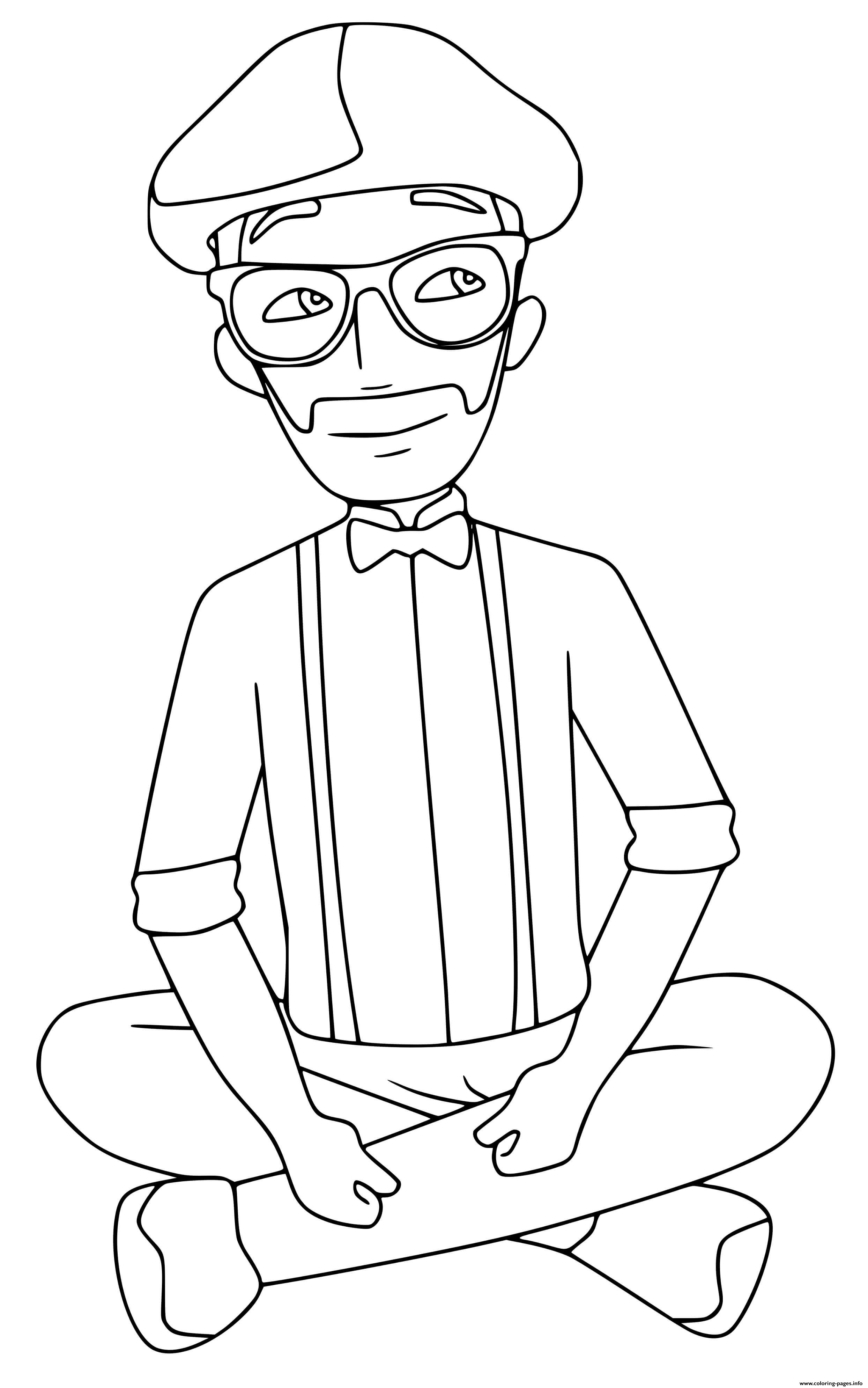 Blippi Blue And Orange Outfit Coloring Pages Printable