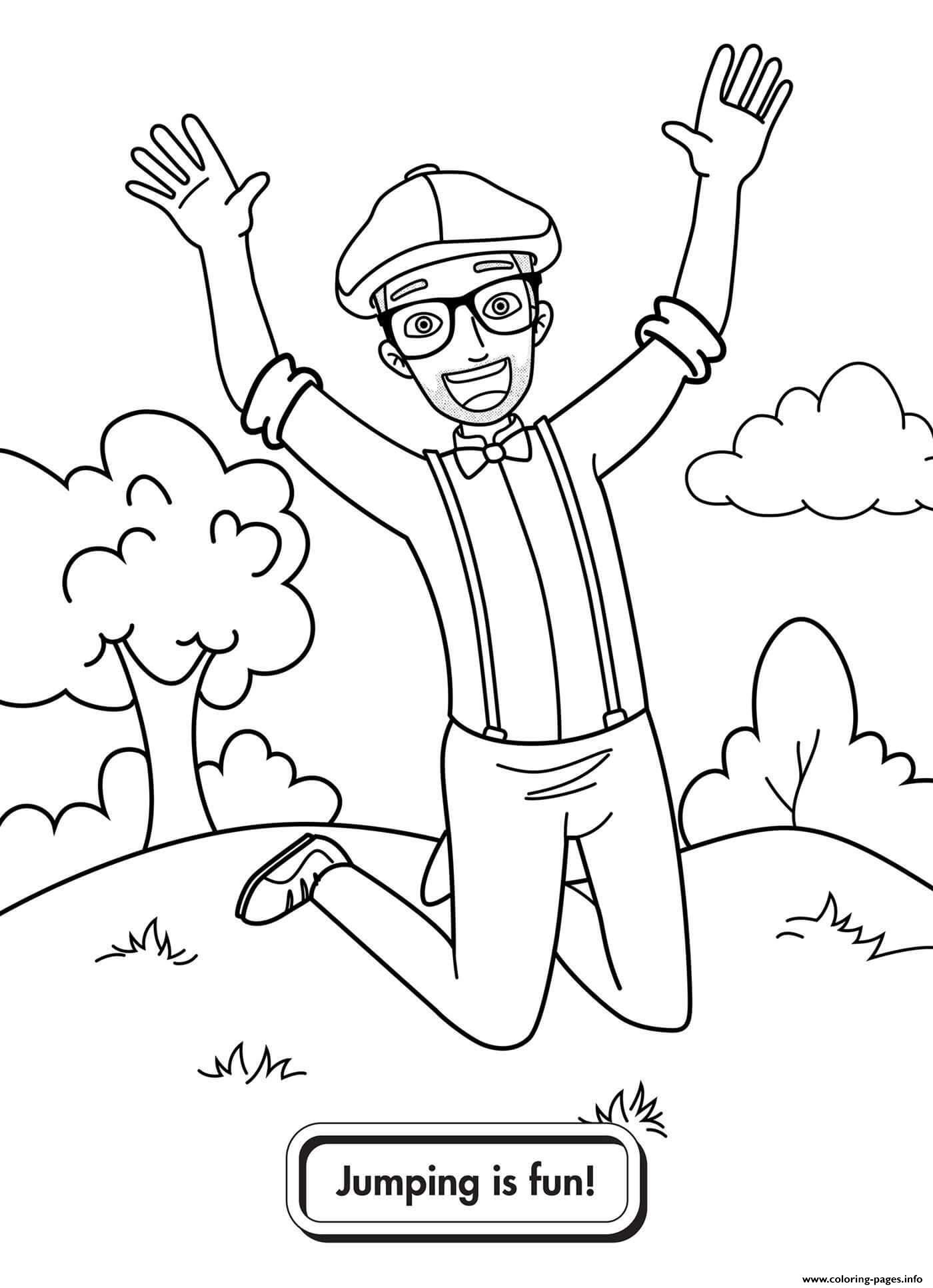 Blippi Jumping Is Fun Coloring page Printable
