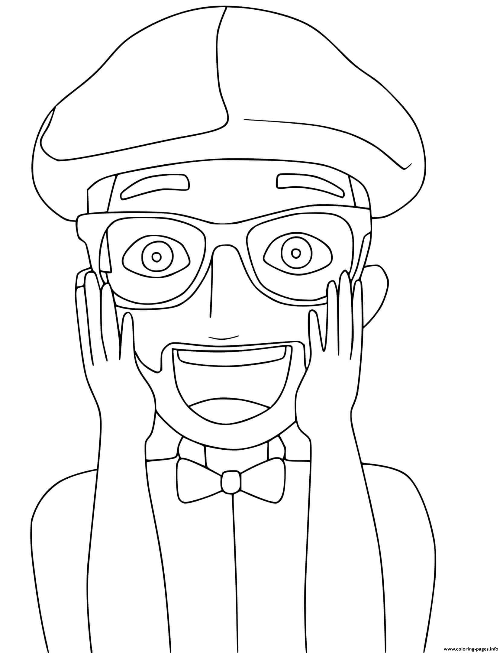 Blippi Is Excited And Happy Coloring Pages Printable