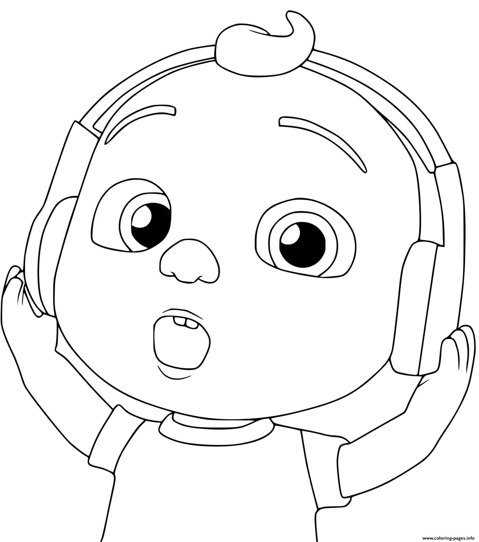Cocomelon Kid Listening To Music coloring