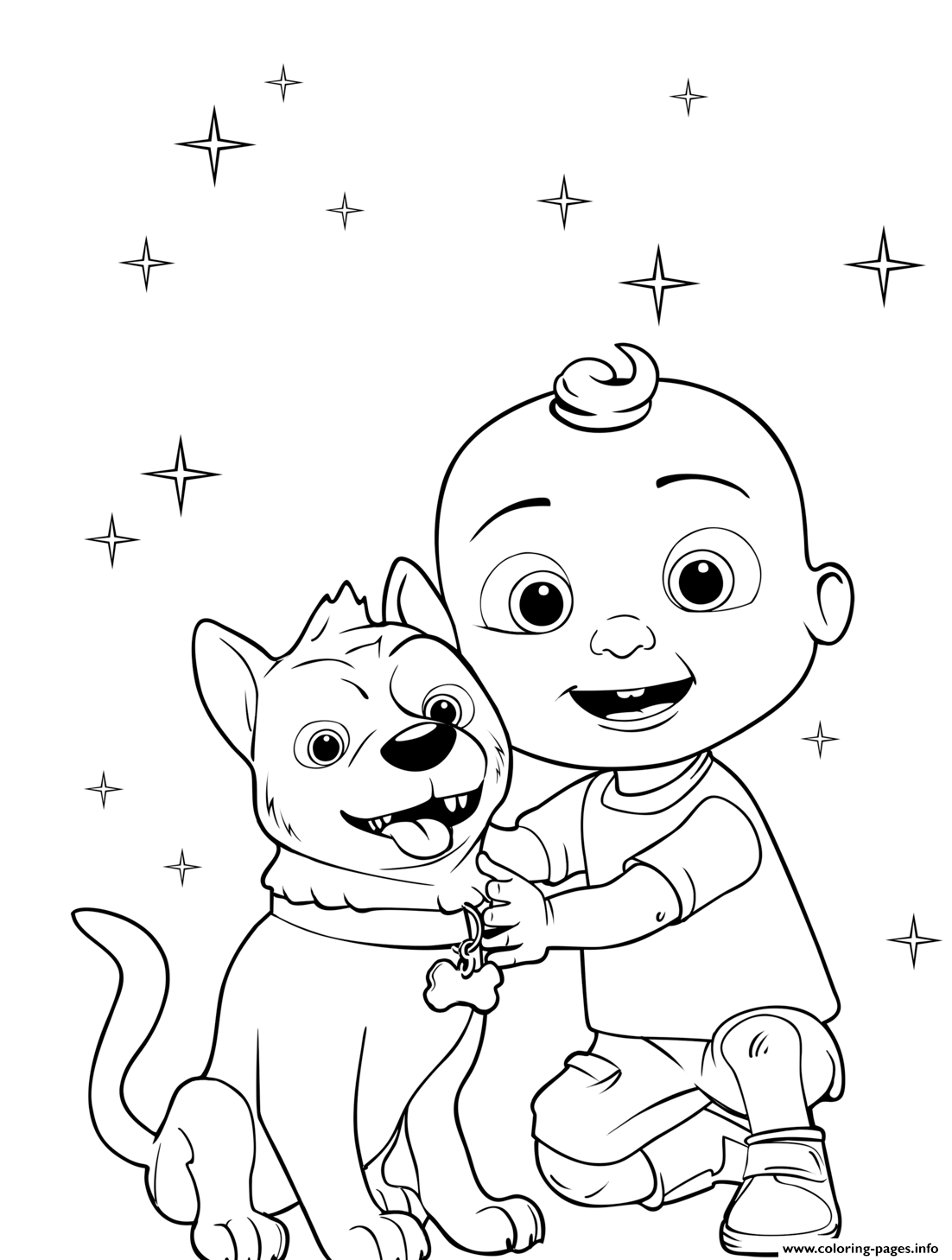 Baby Cocomelon And His Dog coloring
