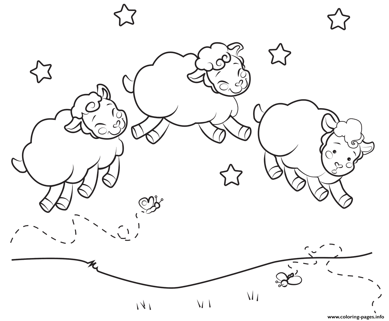 Three Sleepy Sheep To Print And Color Coloring page Printable