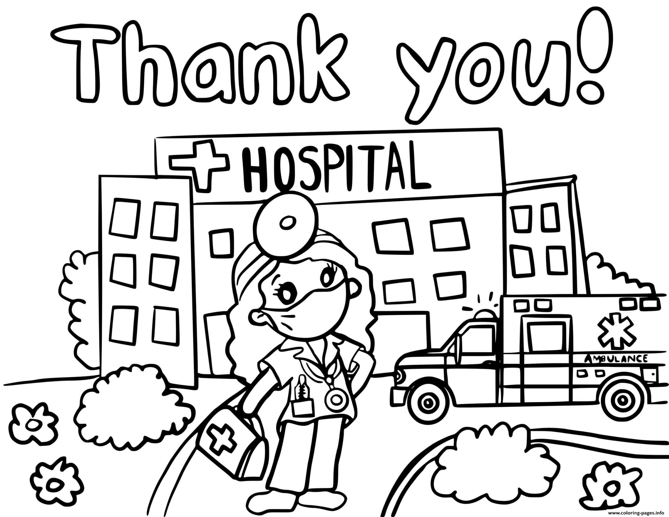 Thank You Hospital Healthcare Workers coloring