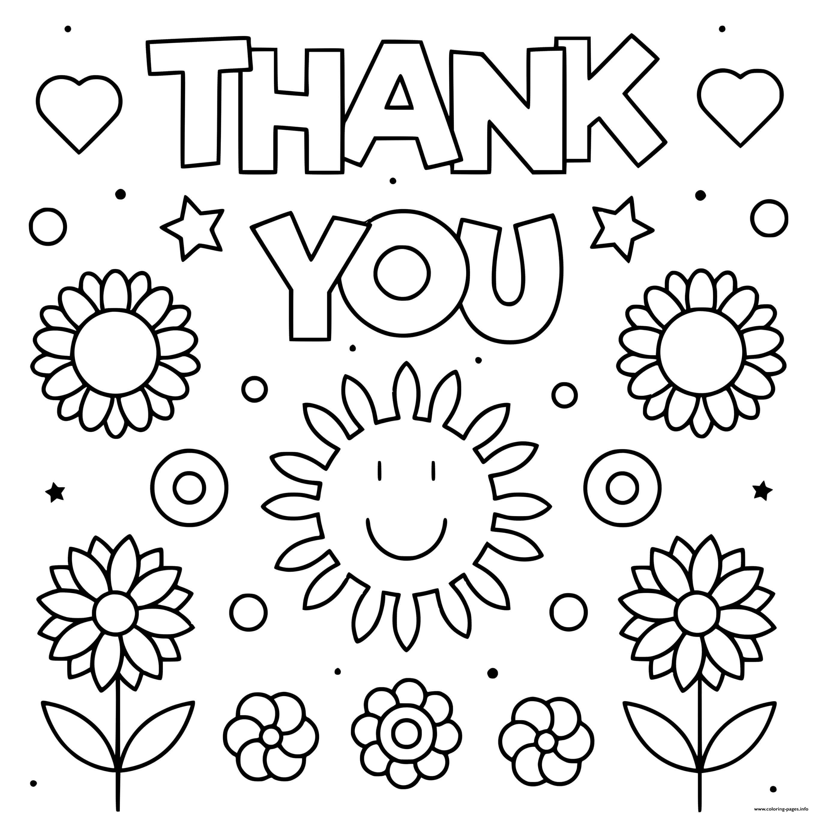 Thank You Flowers Coloring page Printable