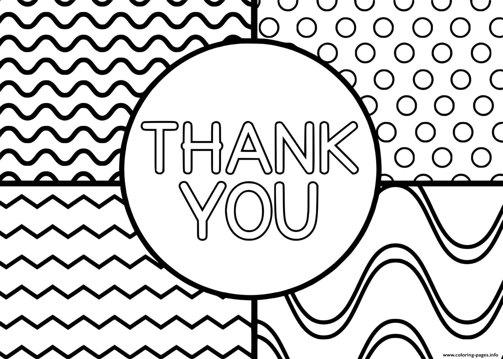 Thank You Card Coloring Page Printable