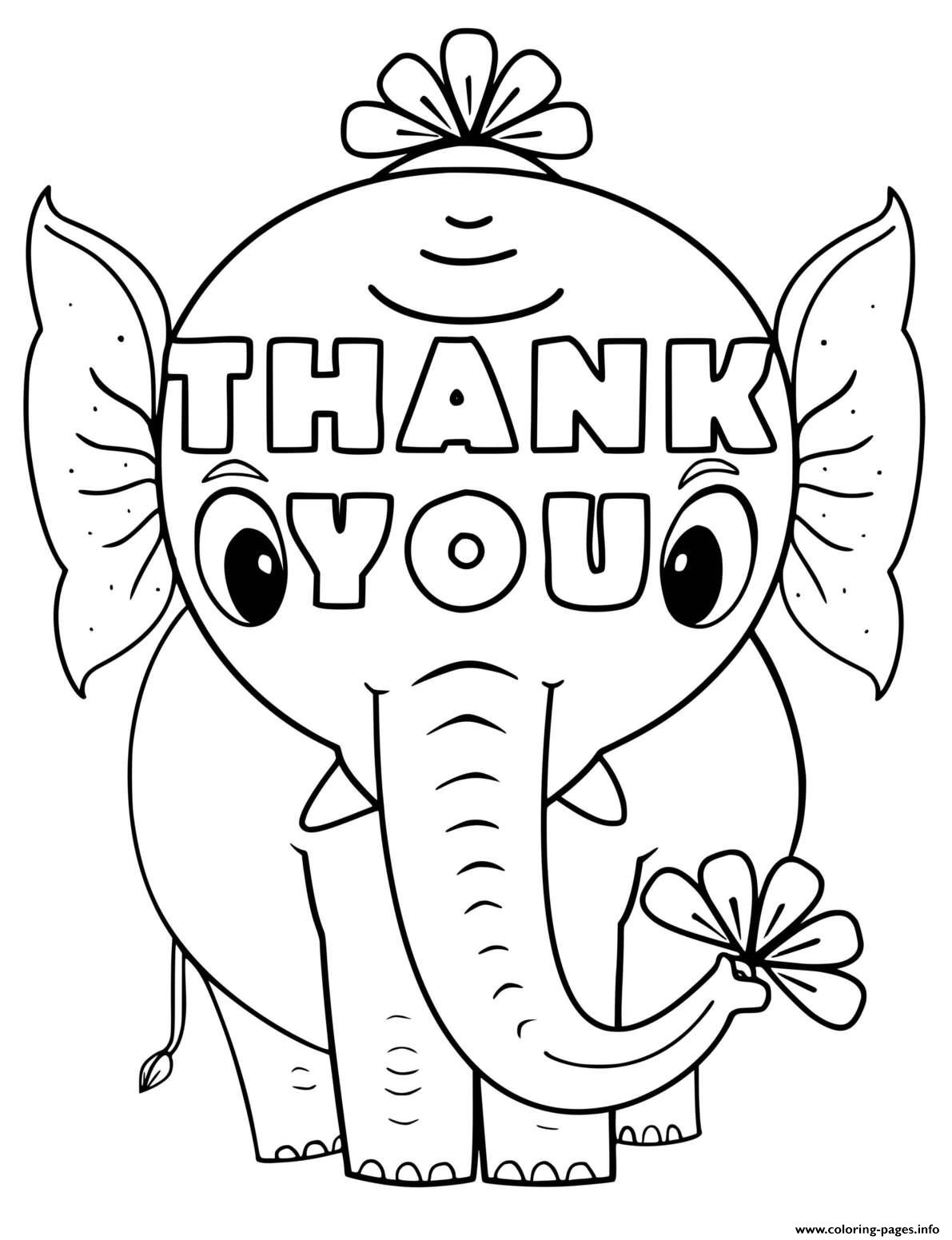 Thank You Elephant coloring