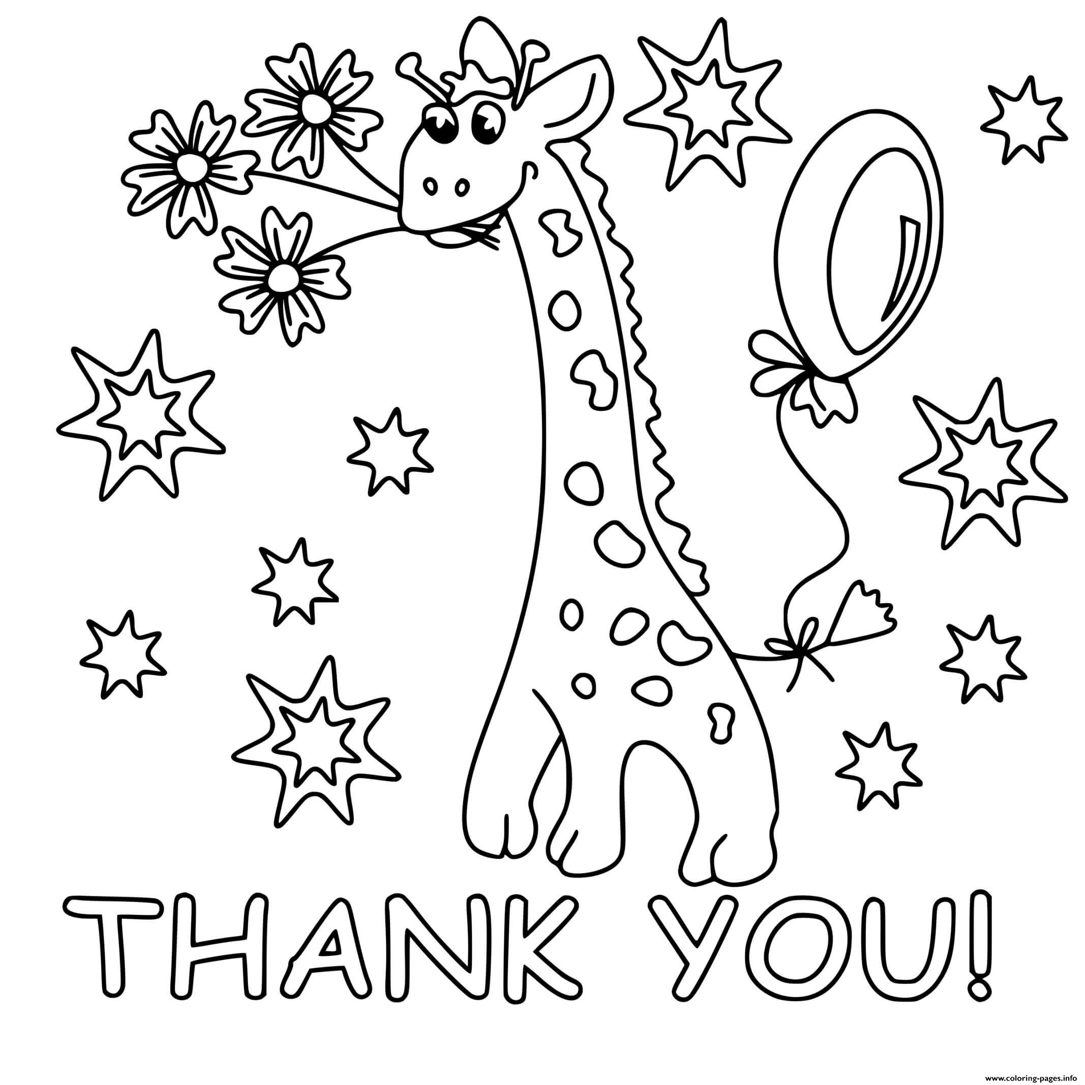 Thank You Giraffe coloring