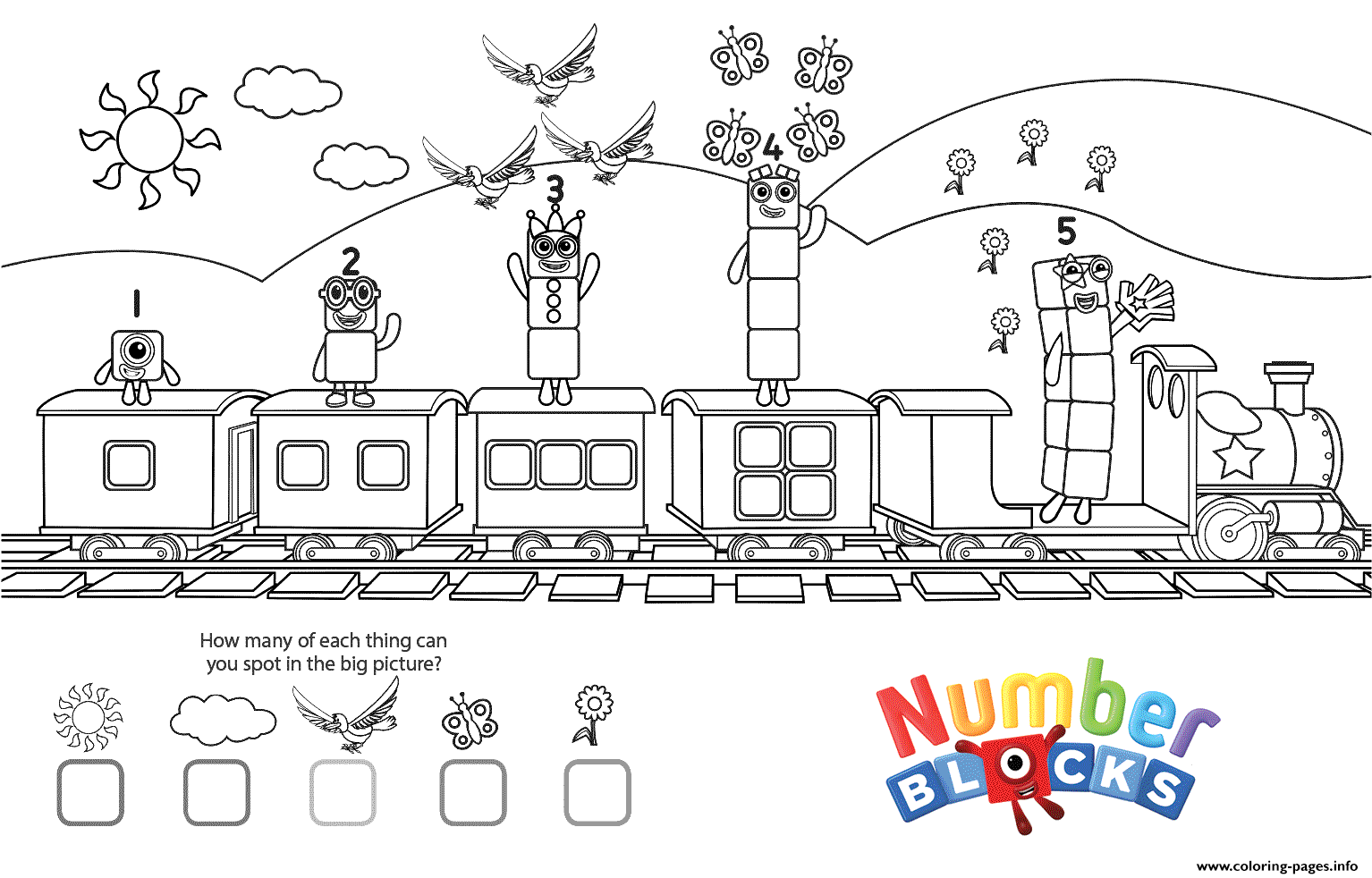 Numberblocks Express Coloring Pages Printable