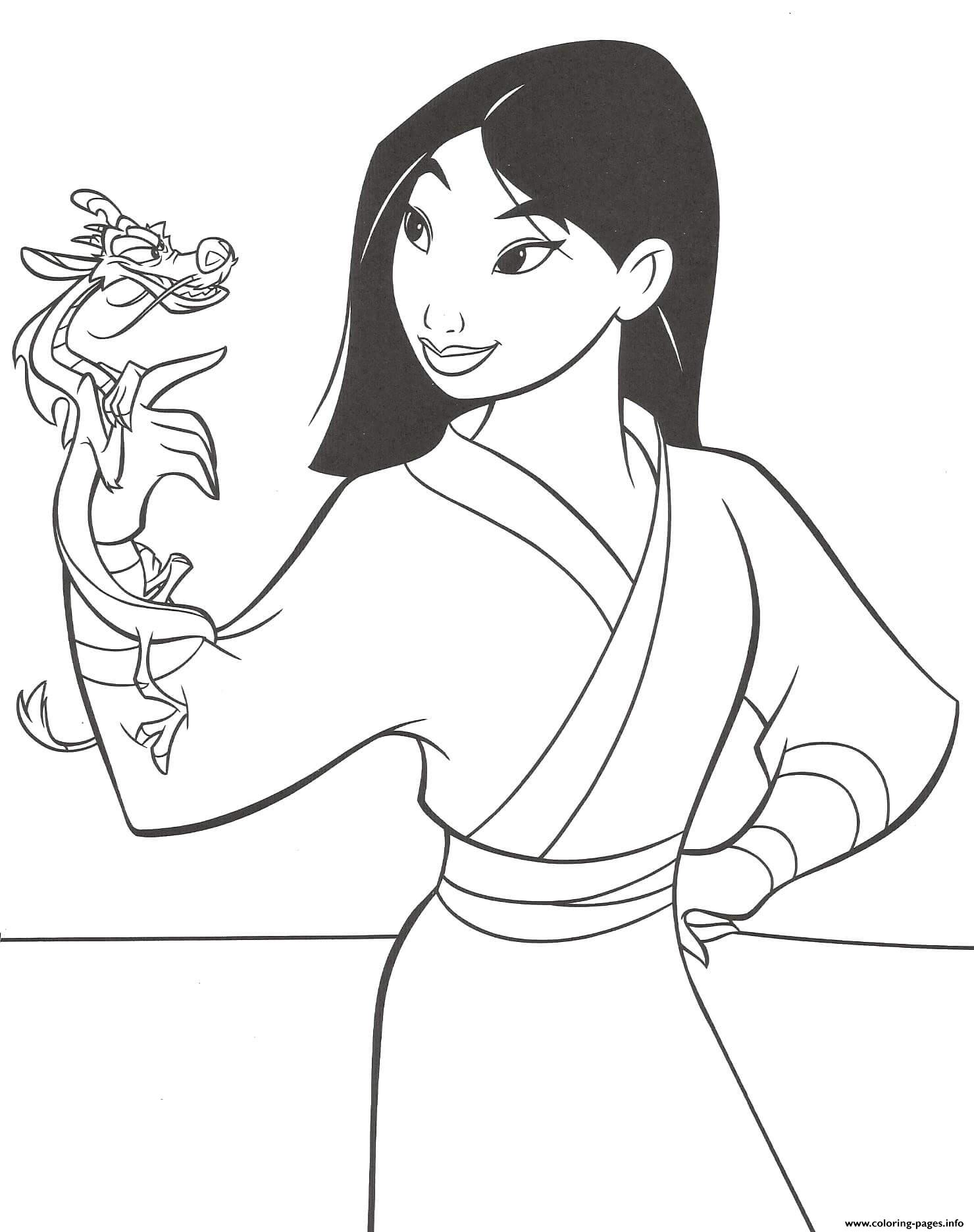 Mulan And Mushu Having Fun coloring