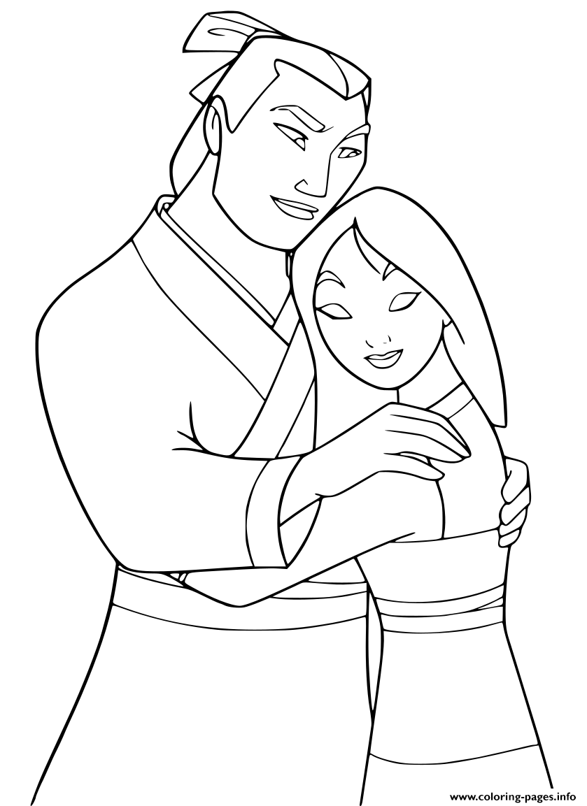 Li Shang Comforts Mulan coloring