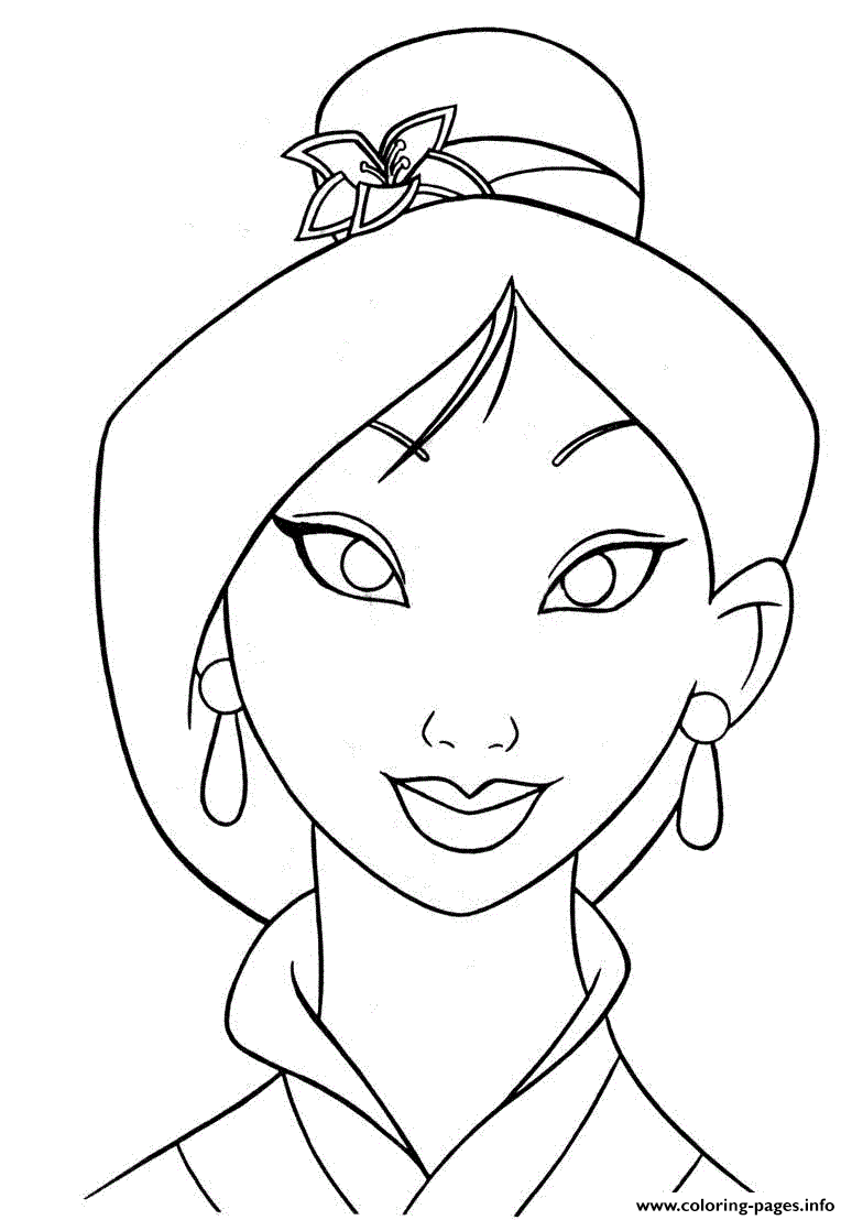 Face Of Princess Mulan Coloring page Printable