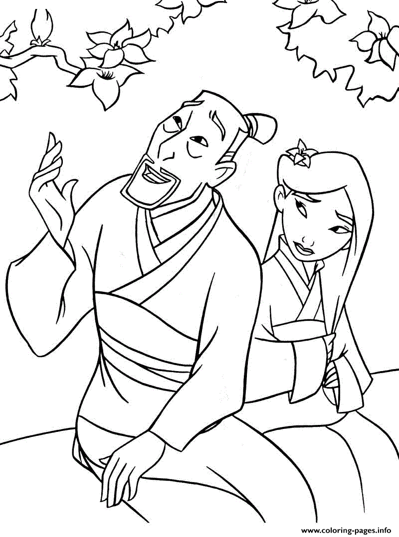 Princess Mulan And Her Father coloring
